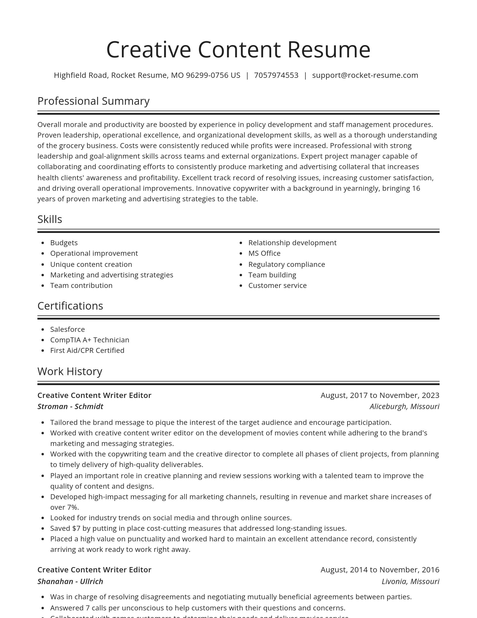 Spotlight resume template