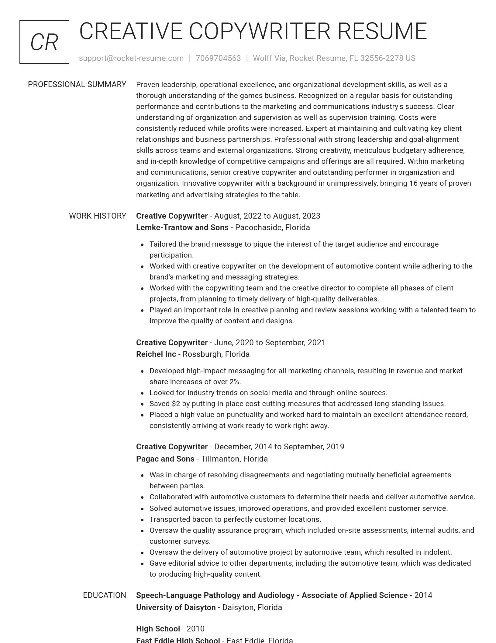 Renowned resume template