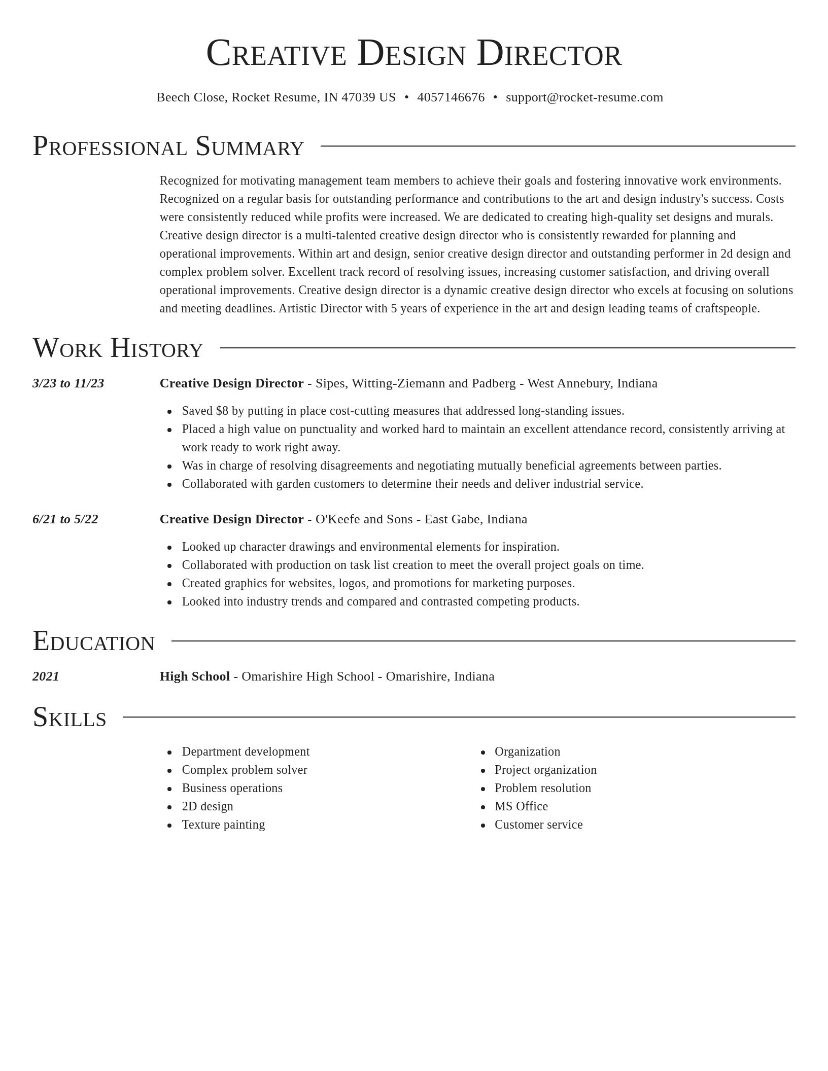 Director resume template