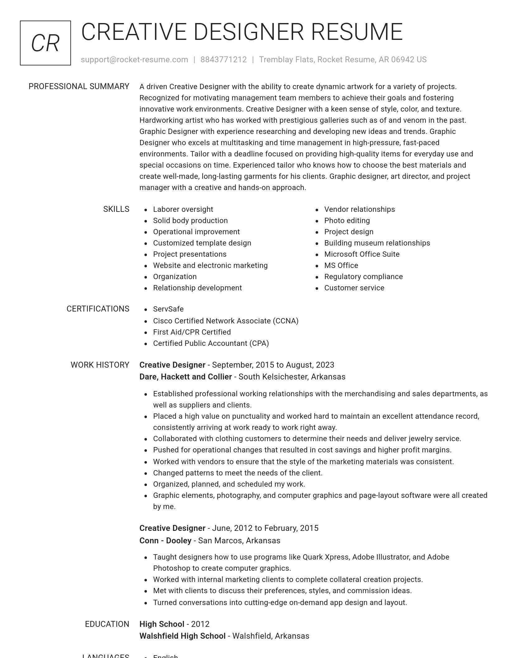 Renowned resume template