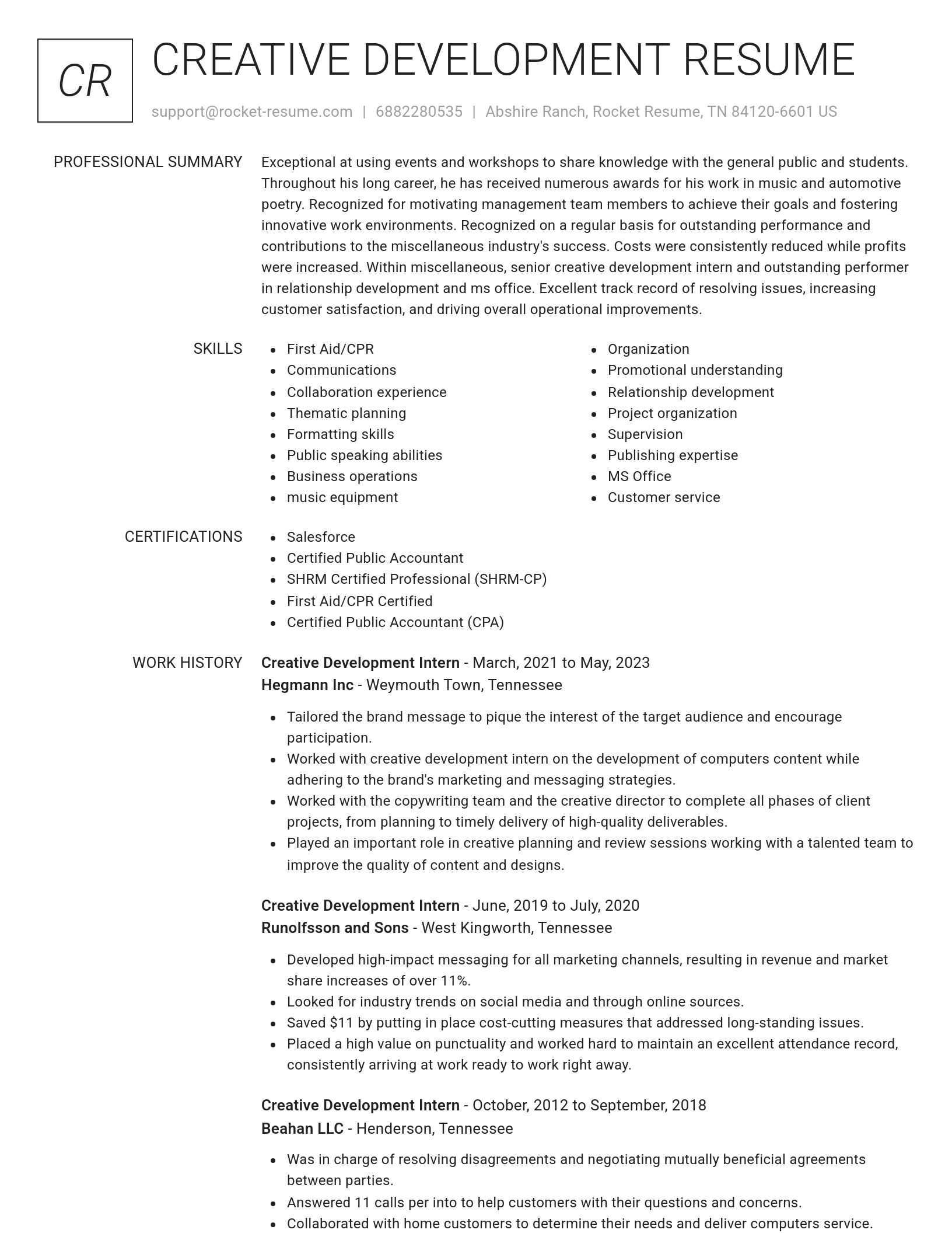 Renowned resume template