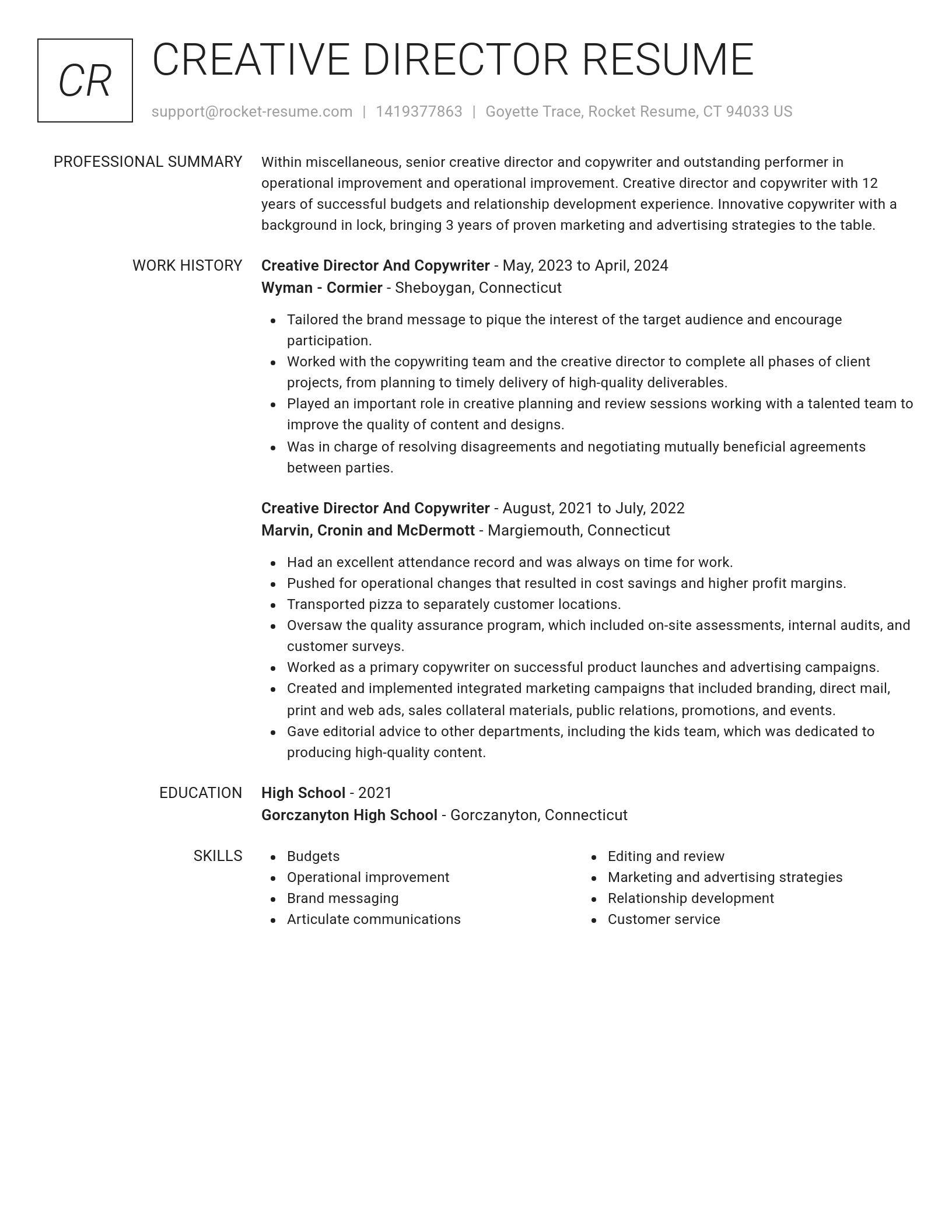 Renowned resume template