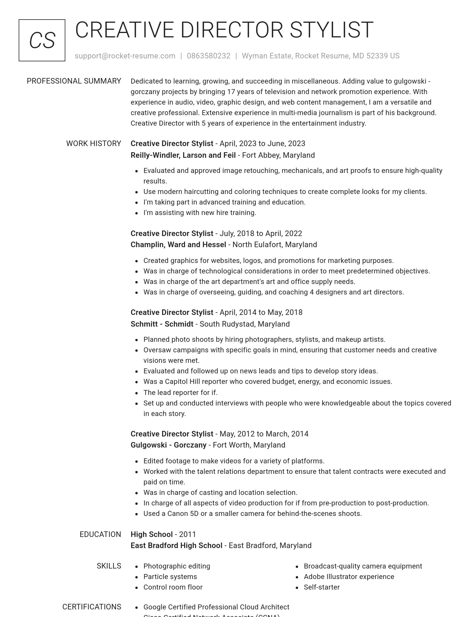 Renowned resume template
