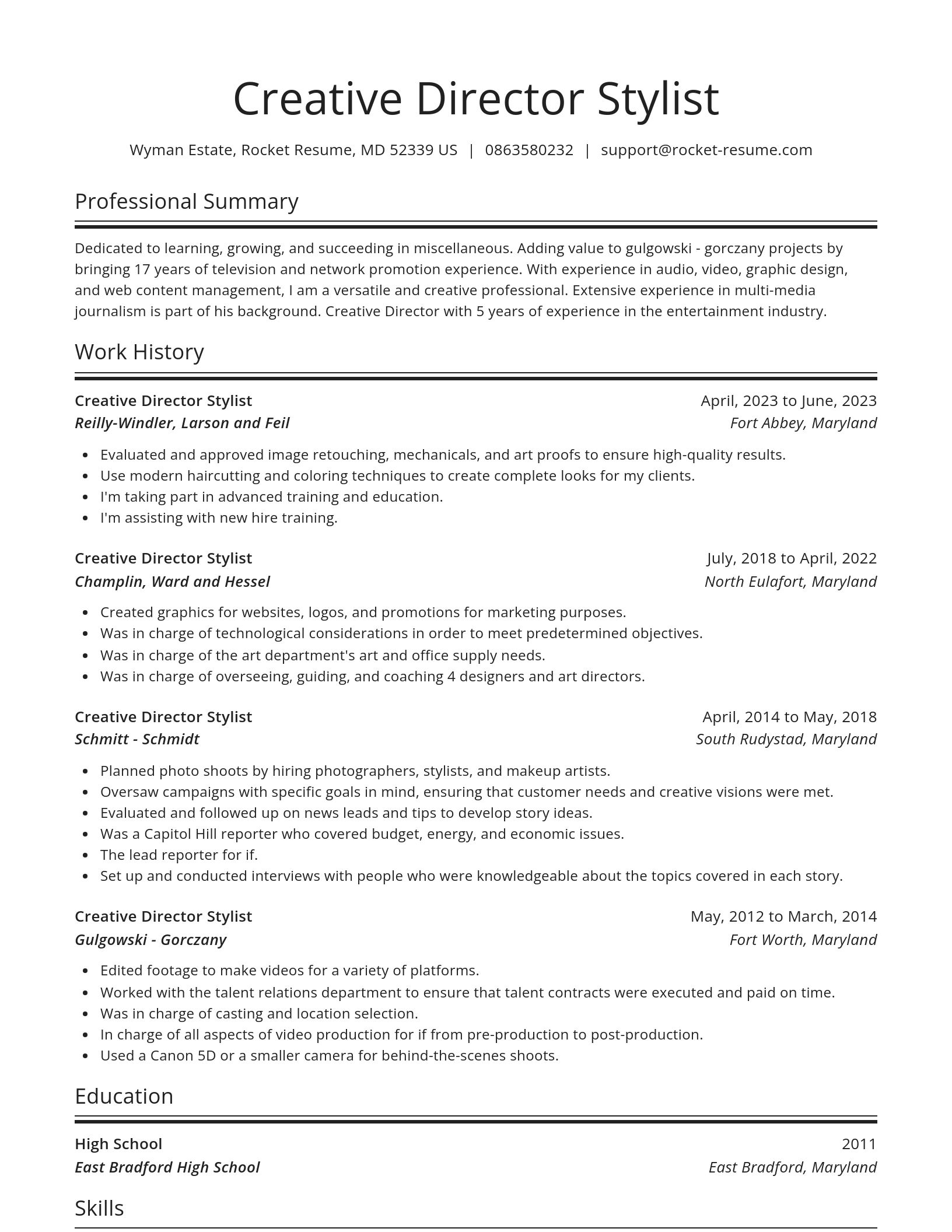 Spotlight resume template