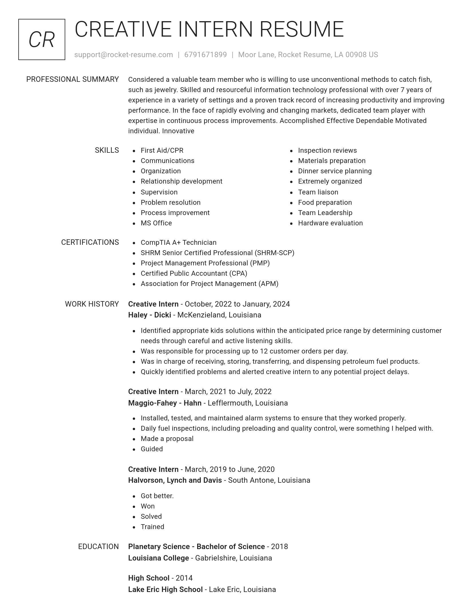 Renowned resume template