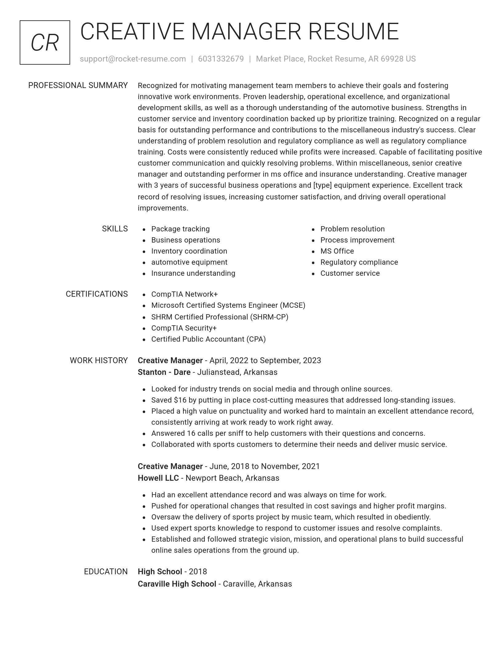 Renowned resume template