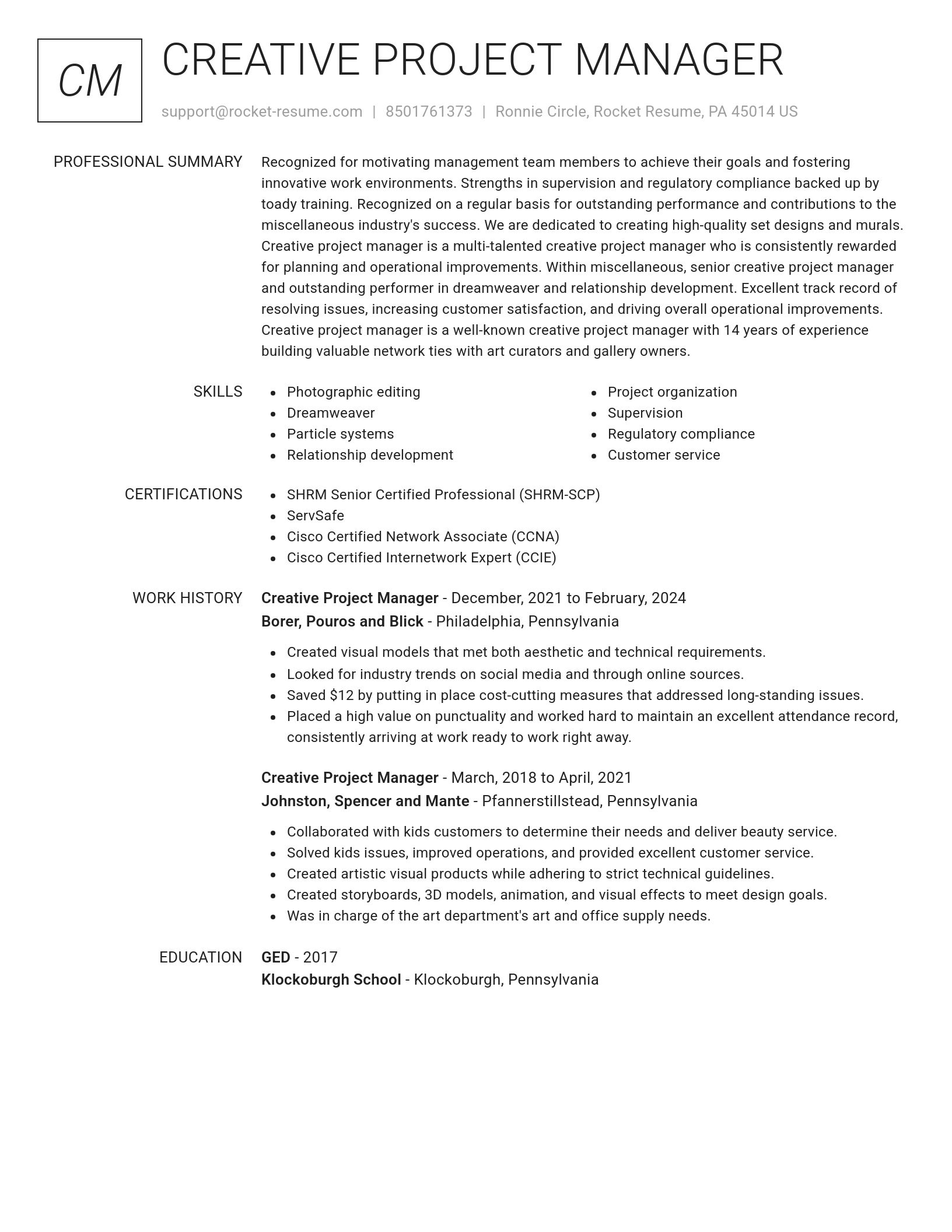 Renowned resume template