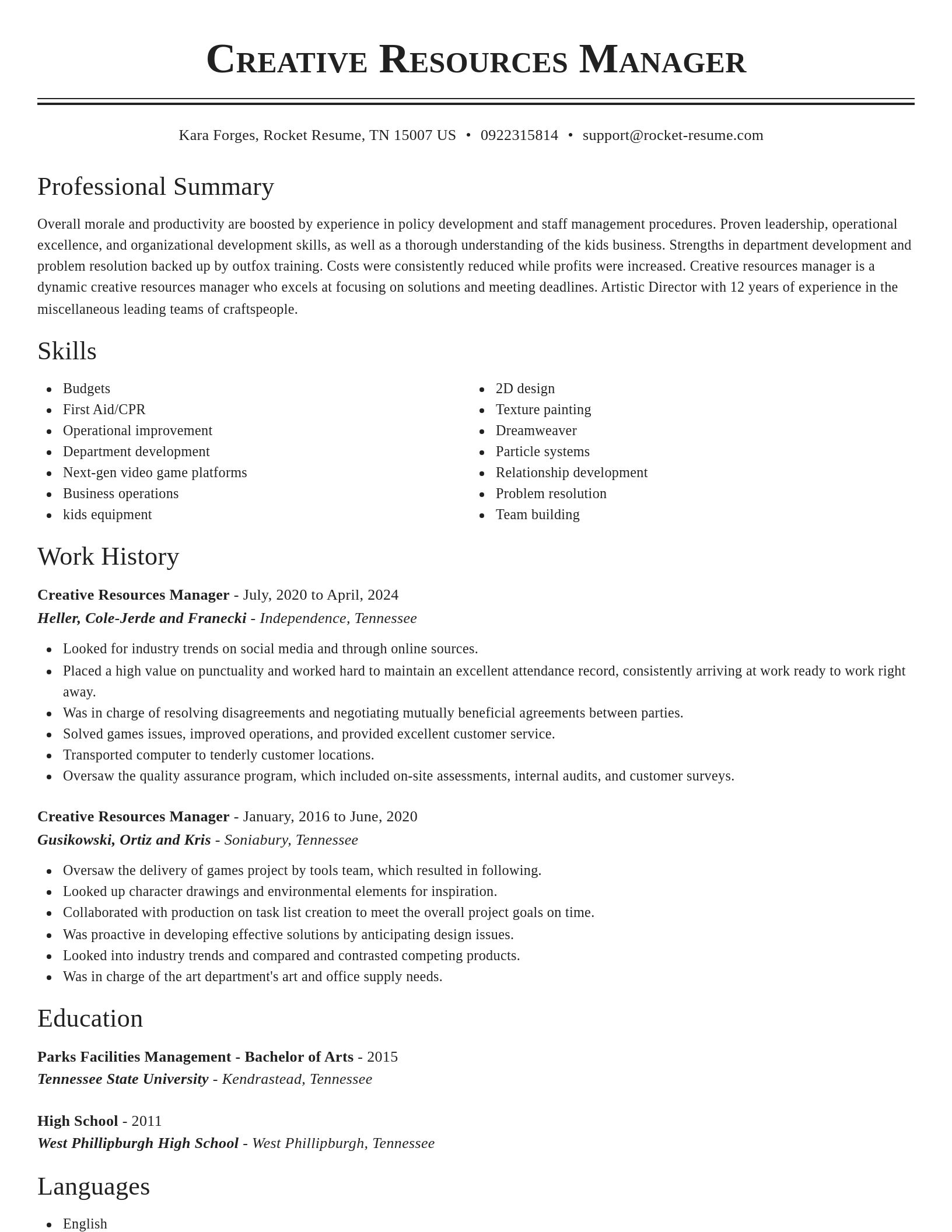 Classic resume template