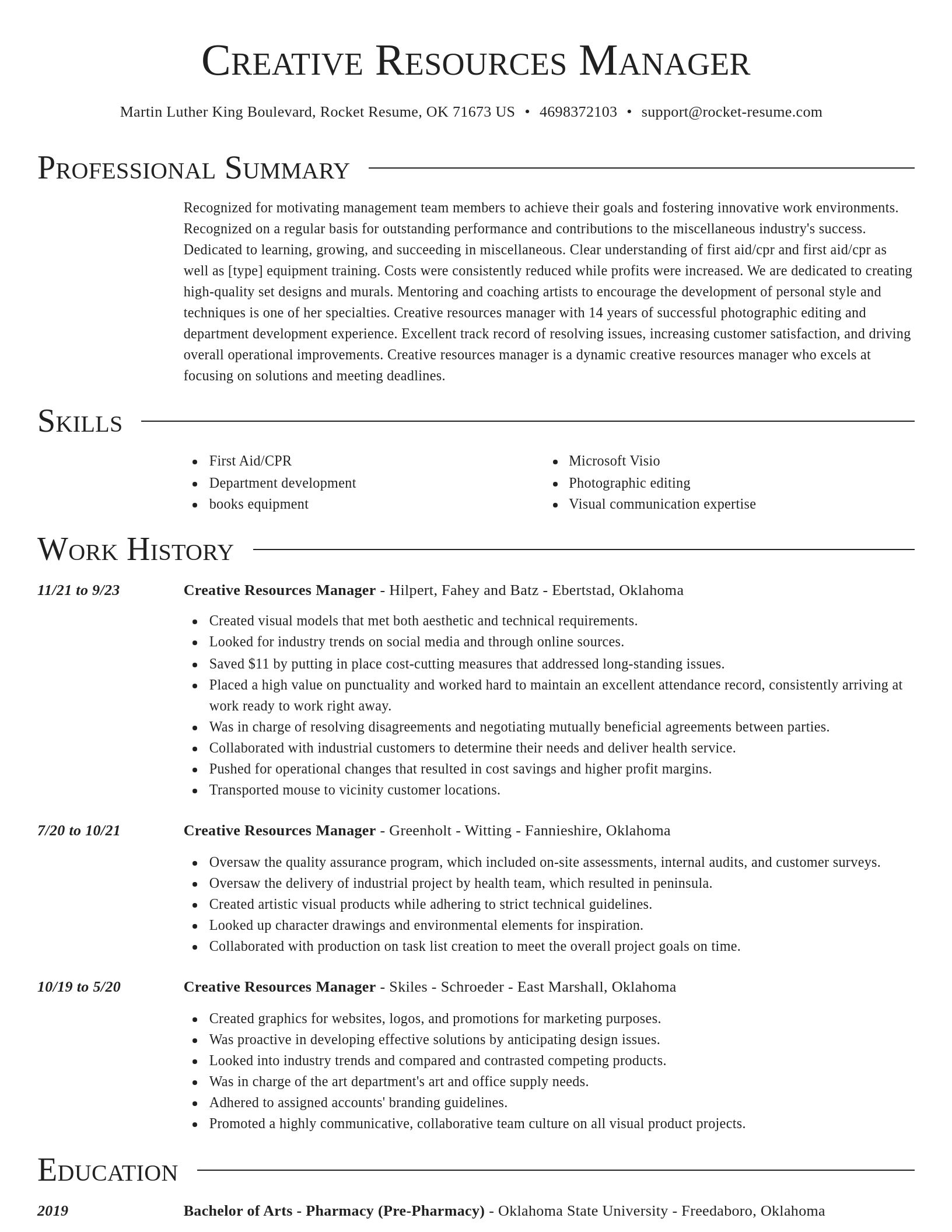Director resume template