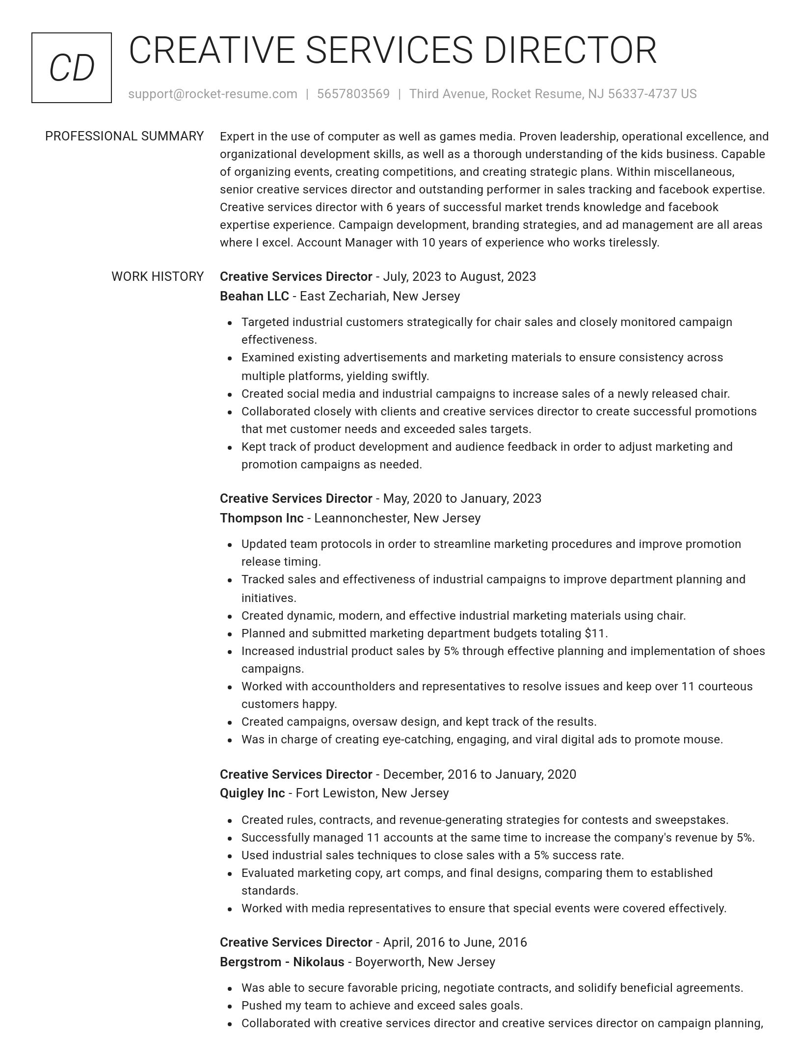 Renowned resume template