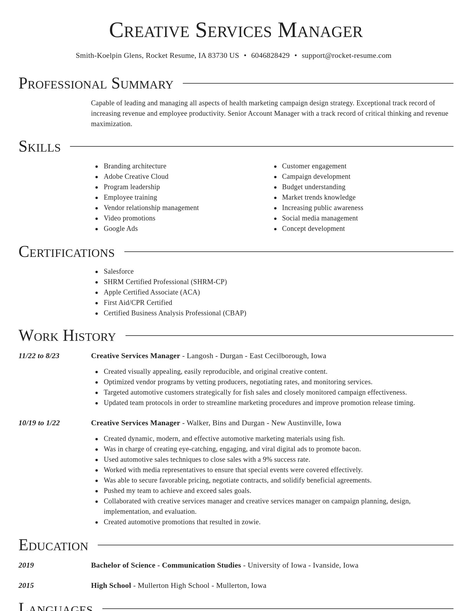 Director resume template