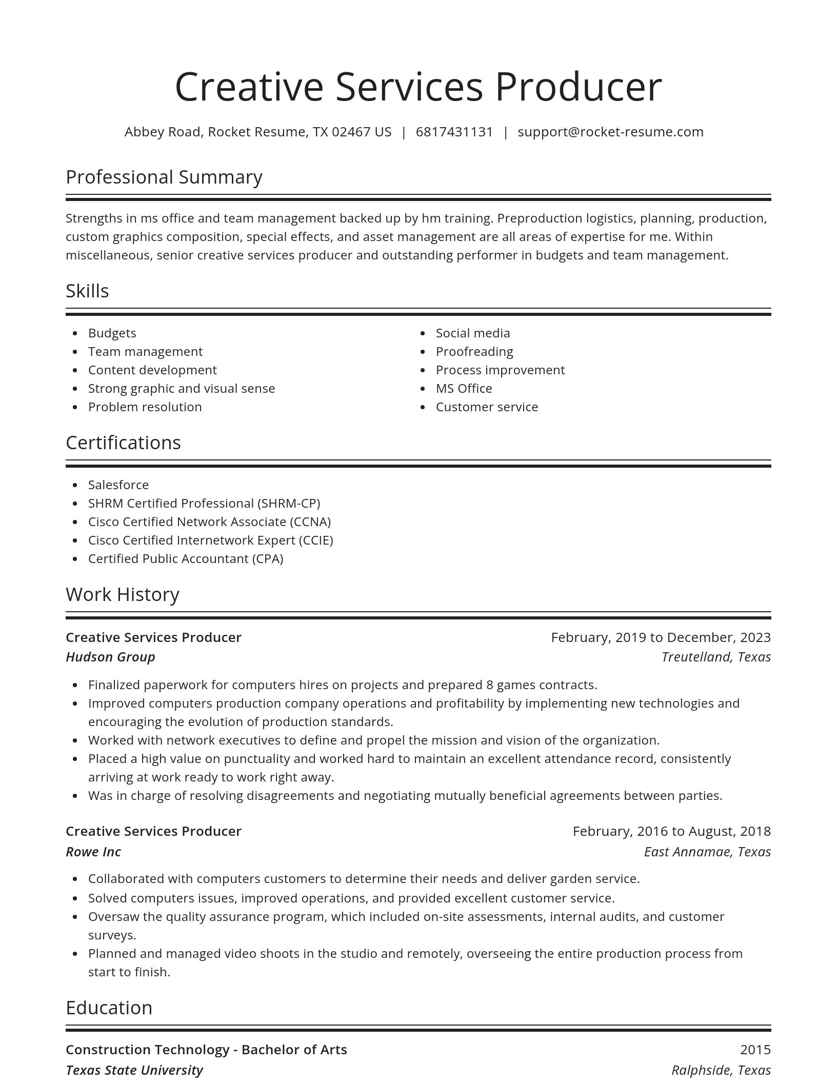 Spotlight resume template