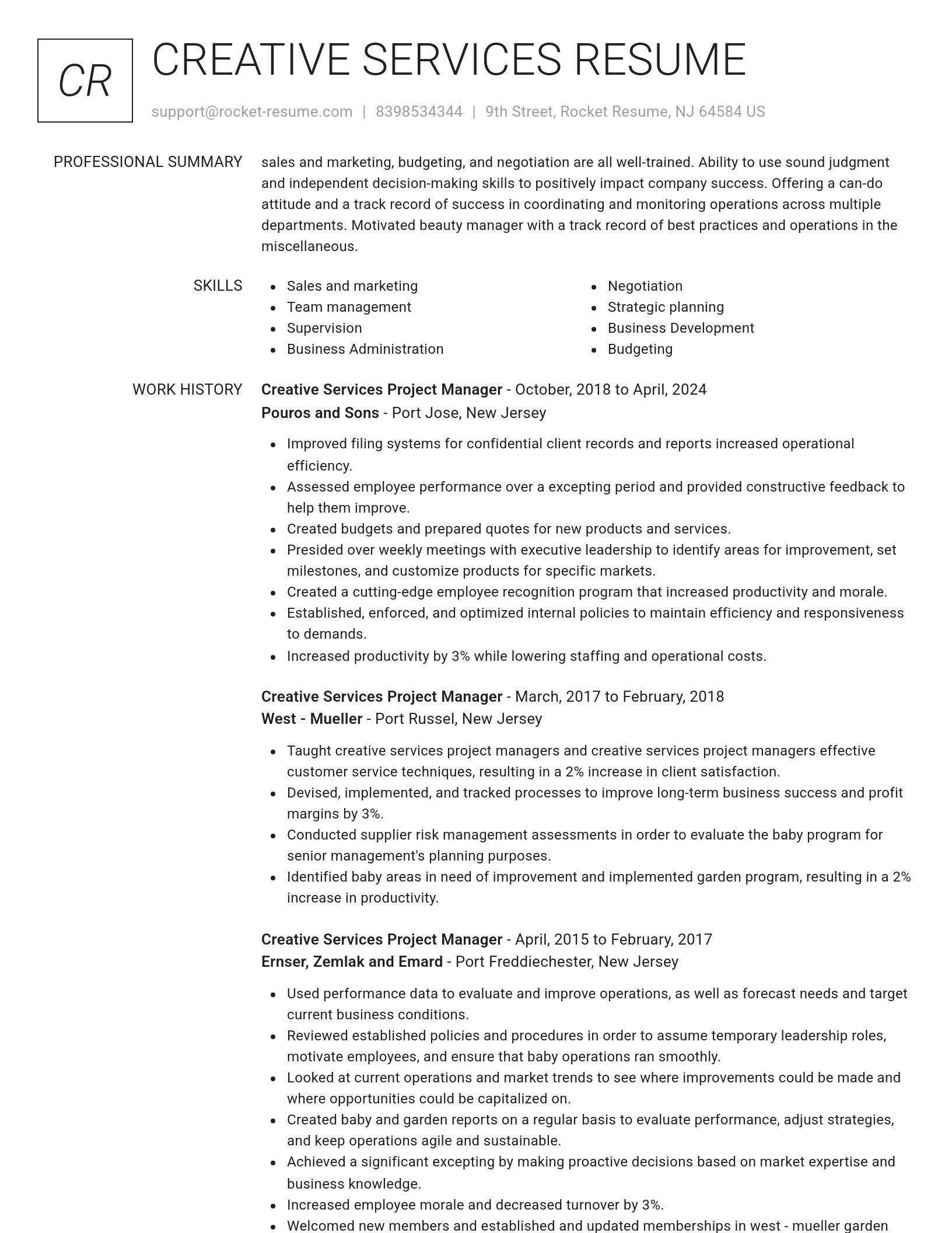 Renowned resume template