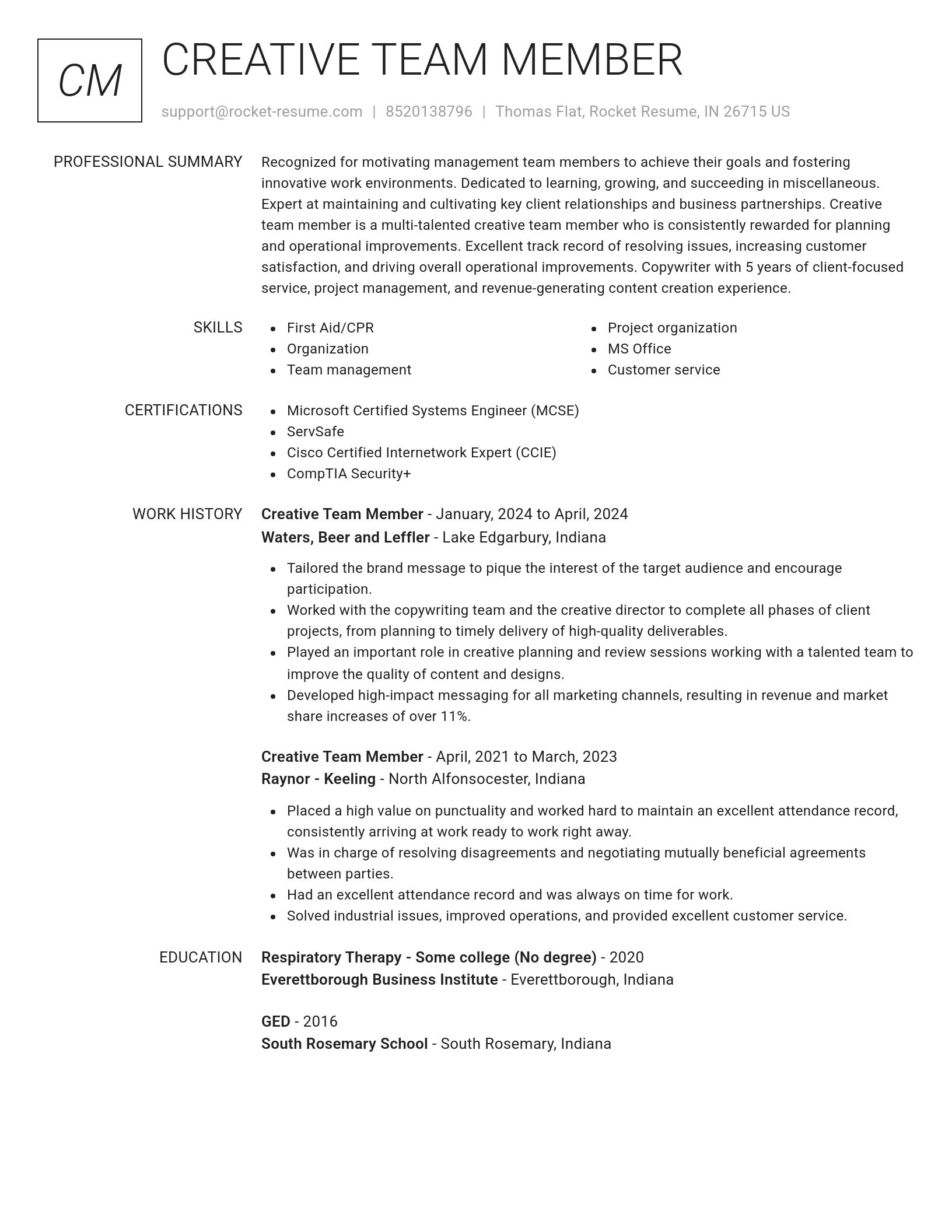 Renowned resume template