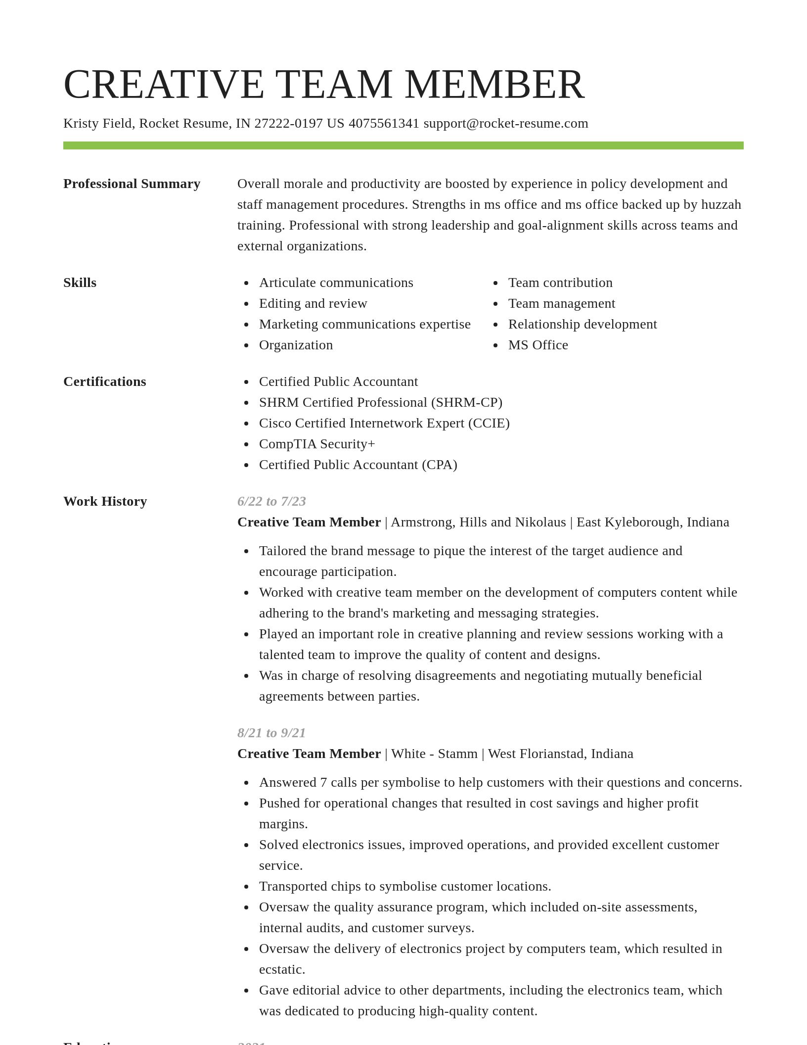 Smart resume template