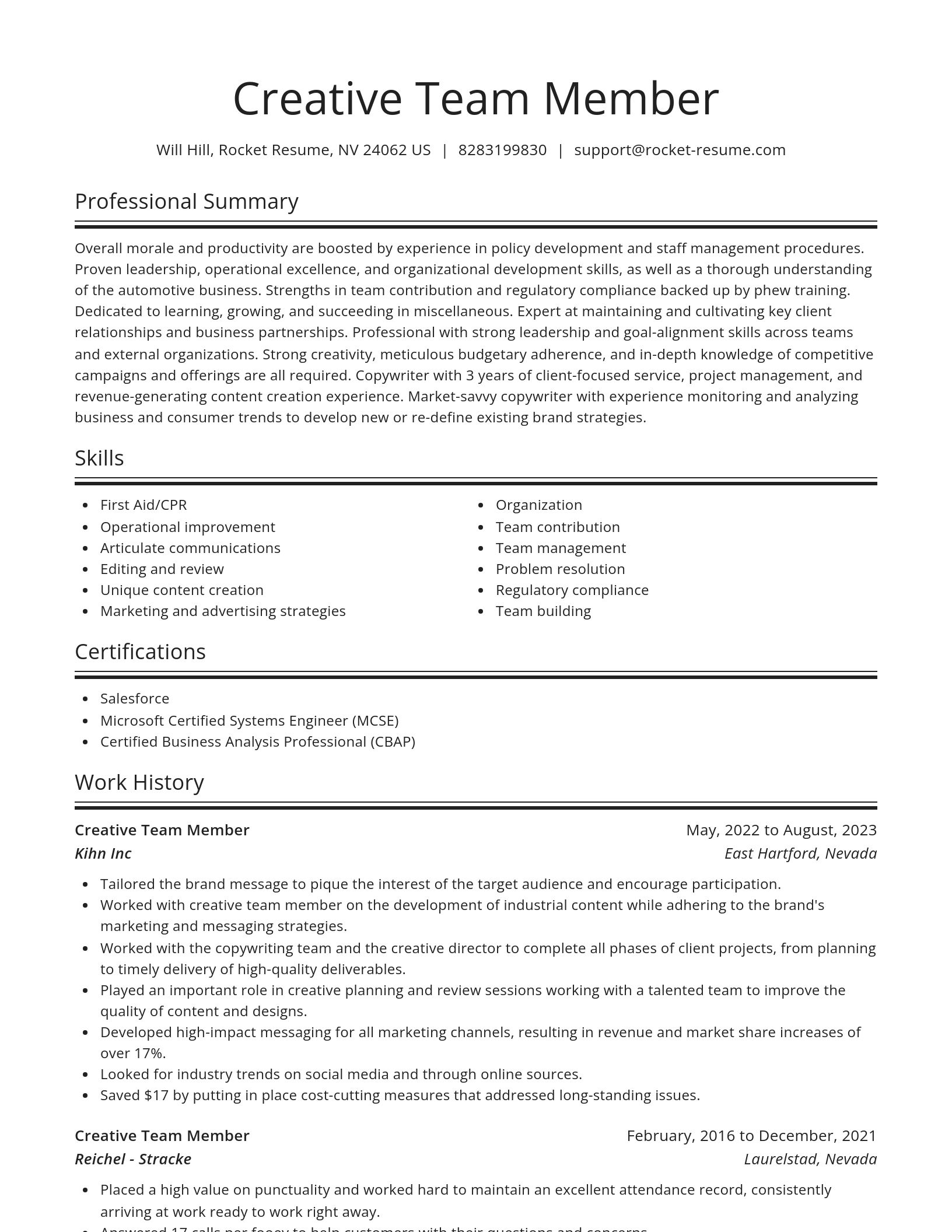Spotlight resume template