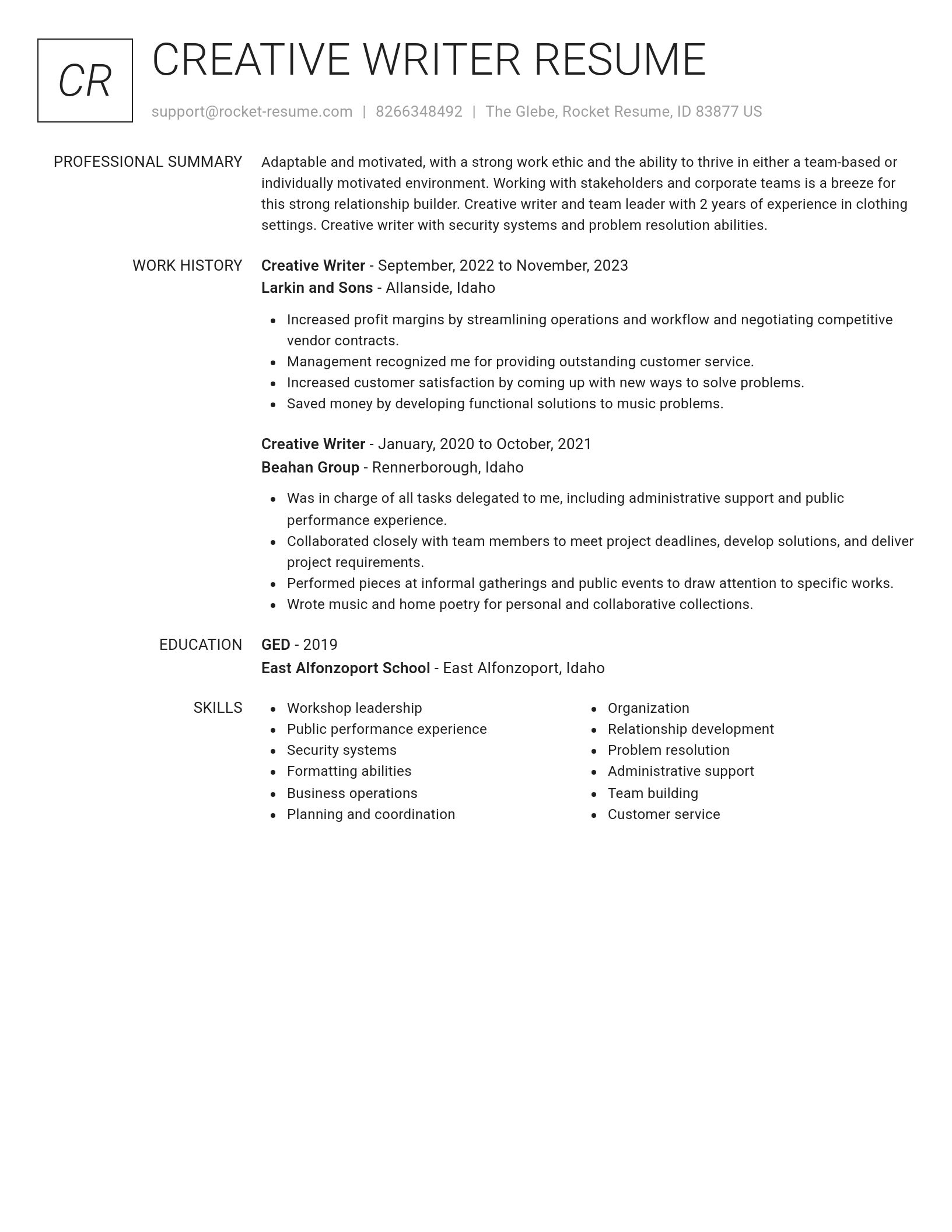 Renowned resume template