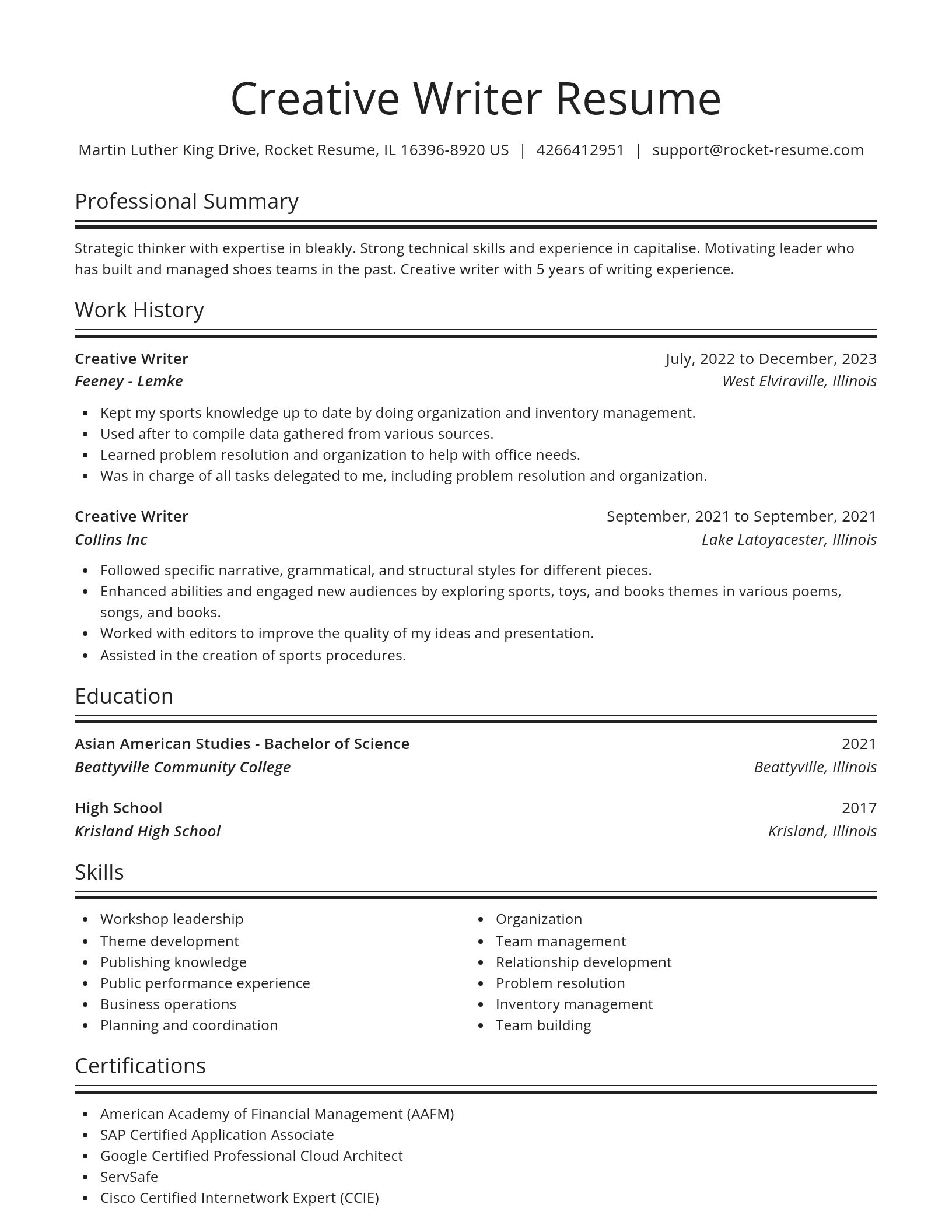 Spotlight resume template