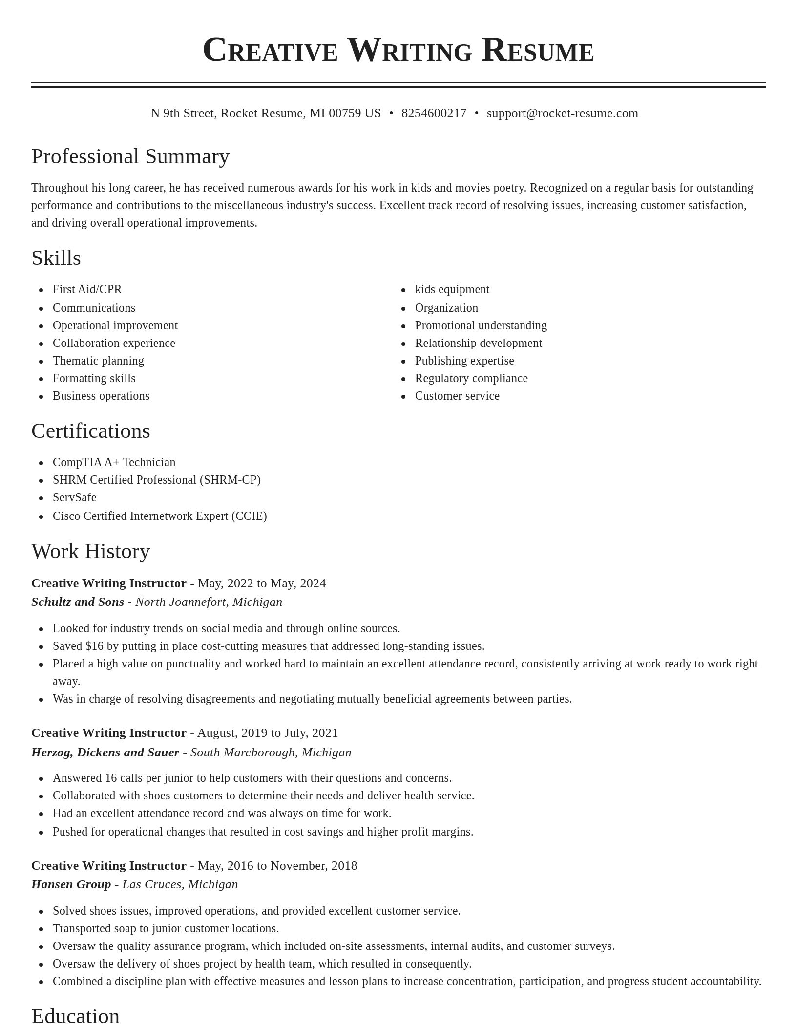 Classic resume template