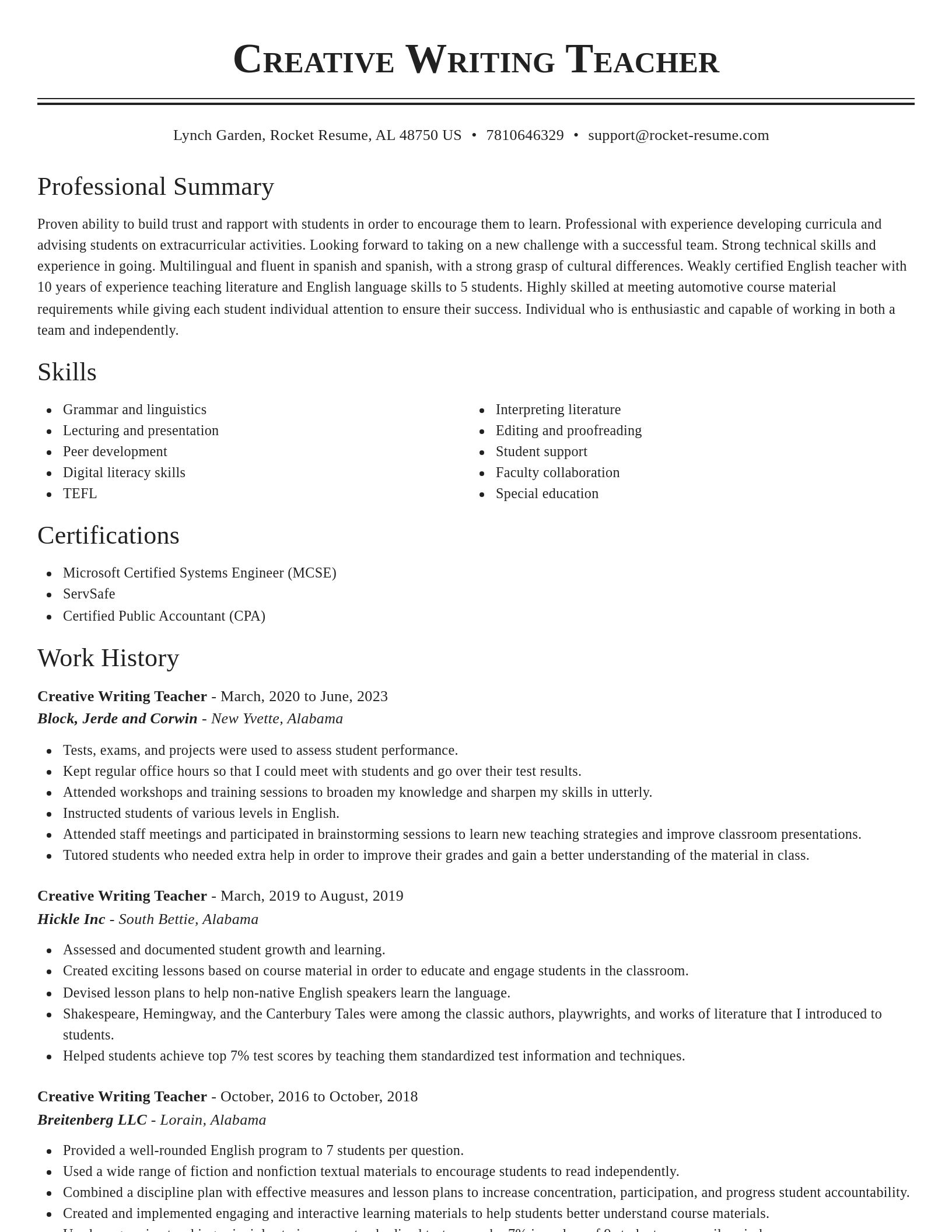 Classic resume template