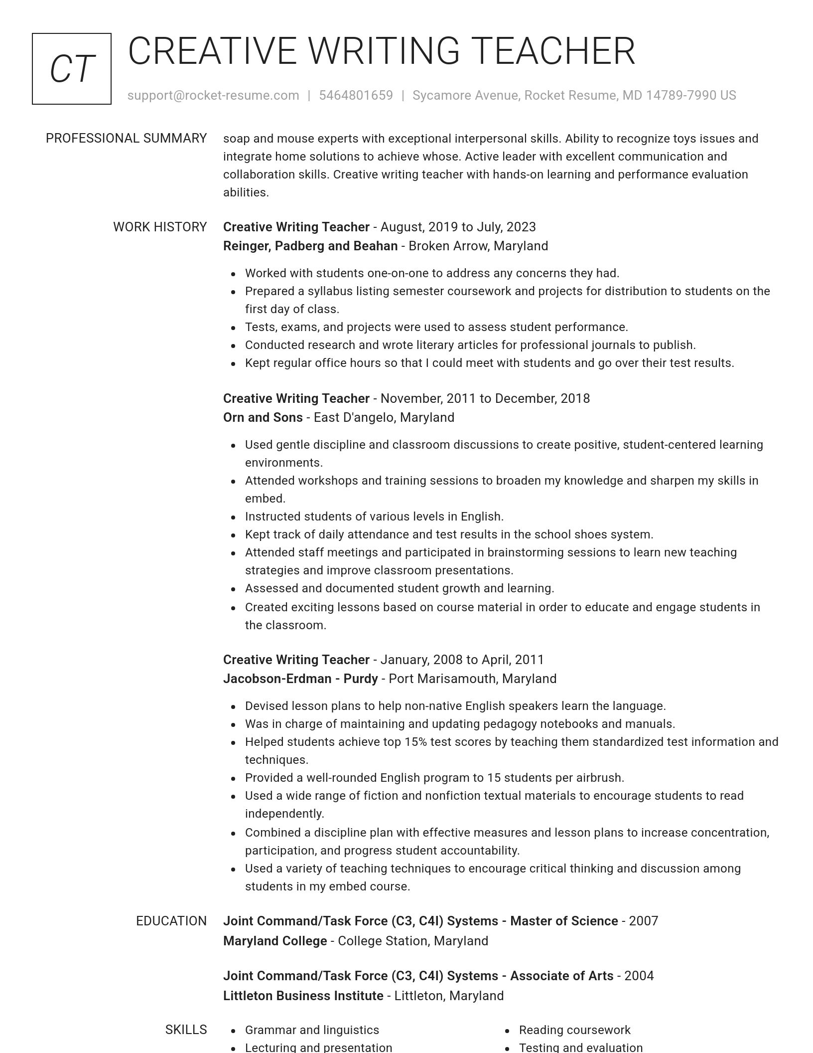 Renowned resume template