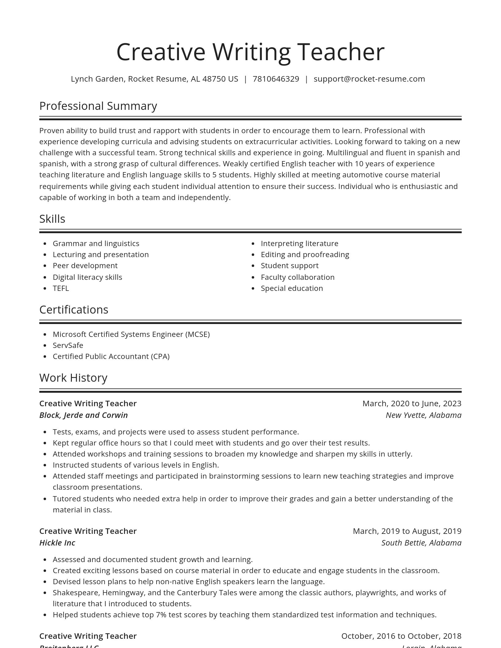 Spotlight resume template