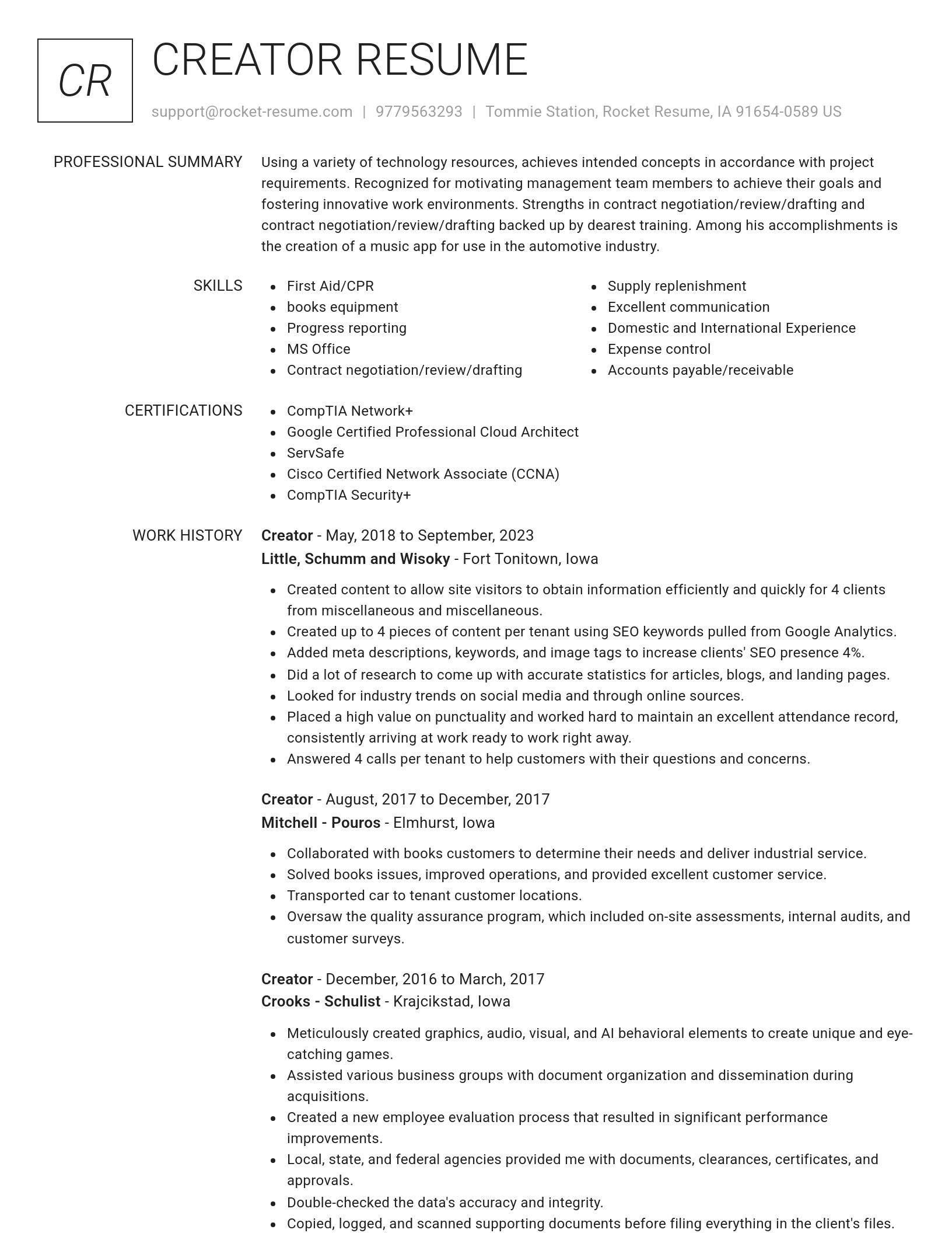 Renowned resume template
