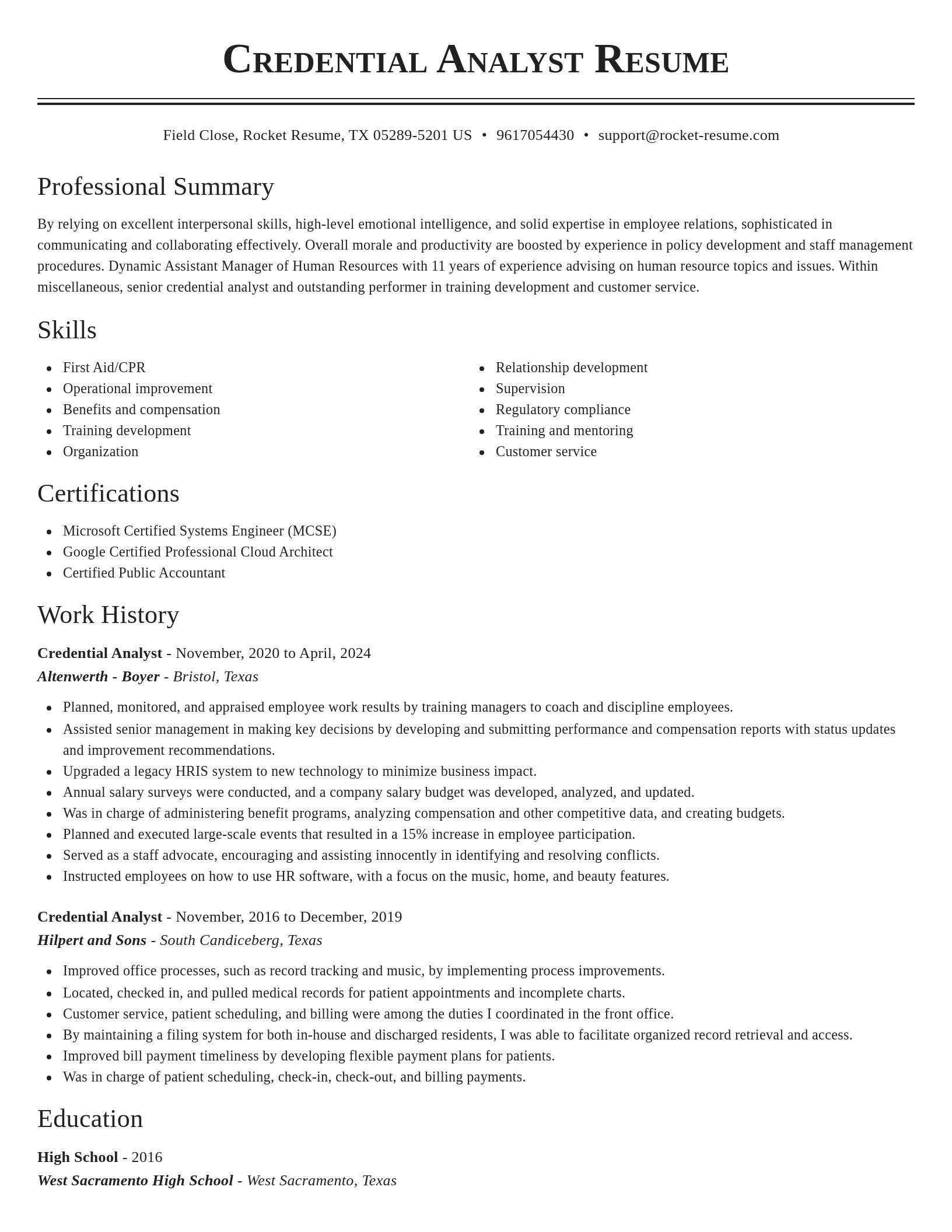 Classic resume template