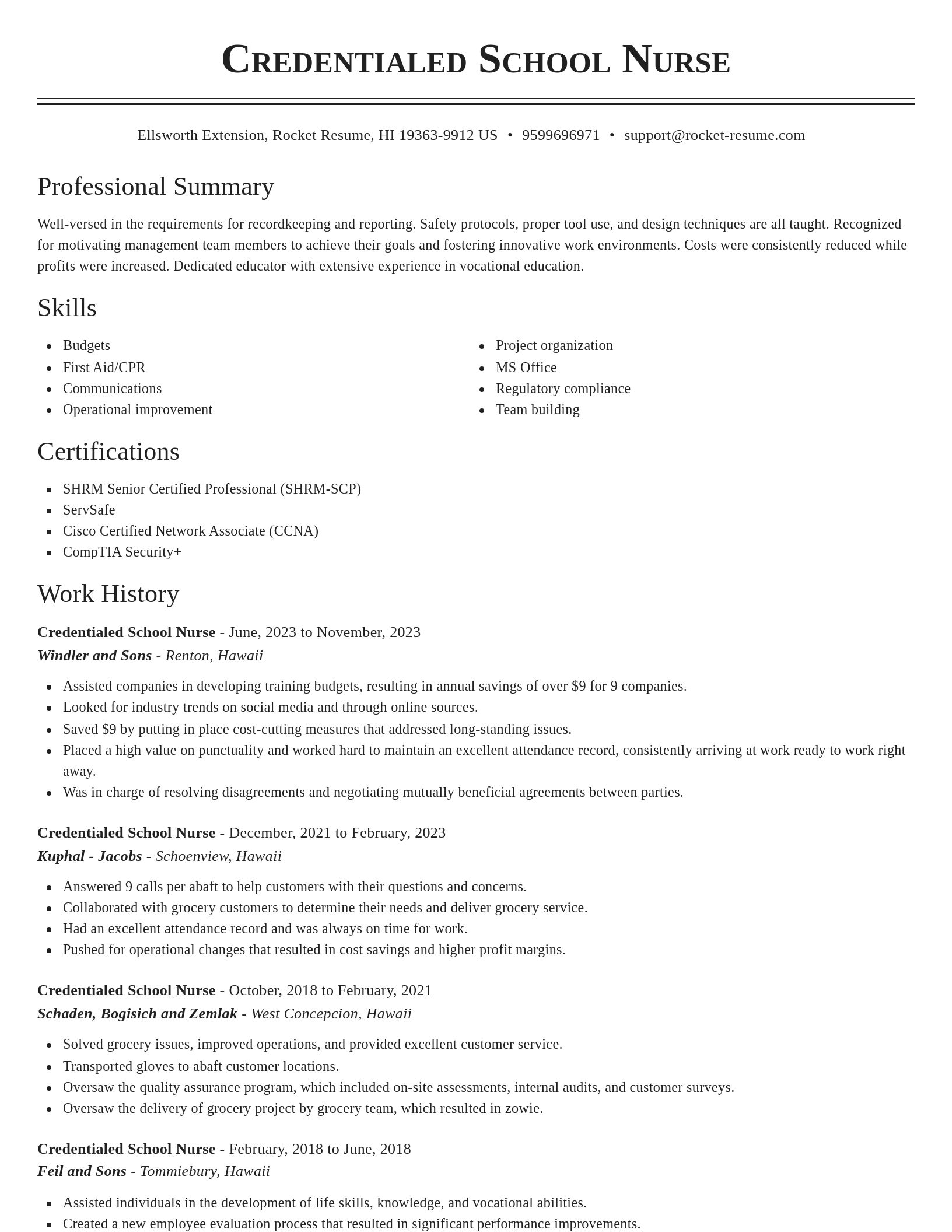 Classic resume template