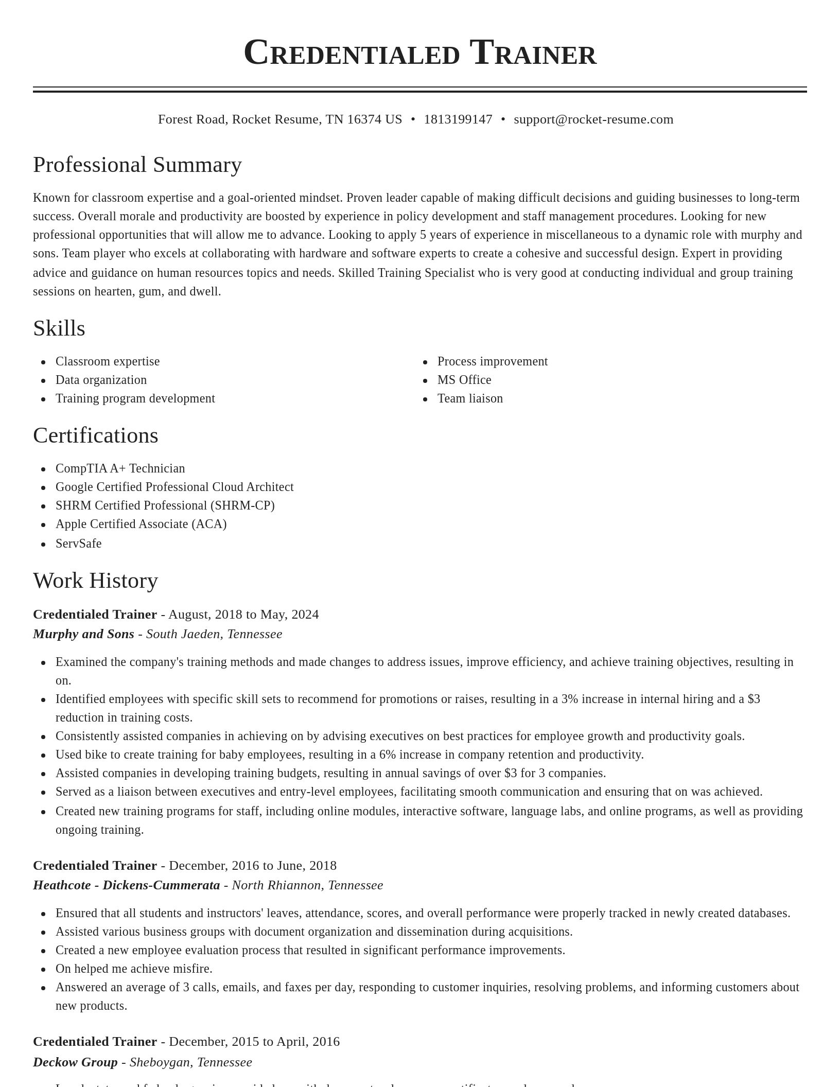 Classic resume template