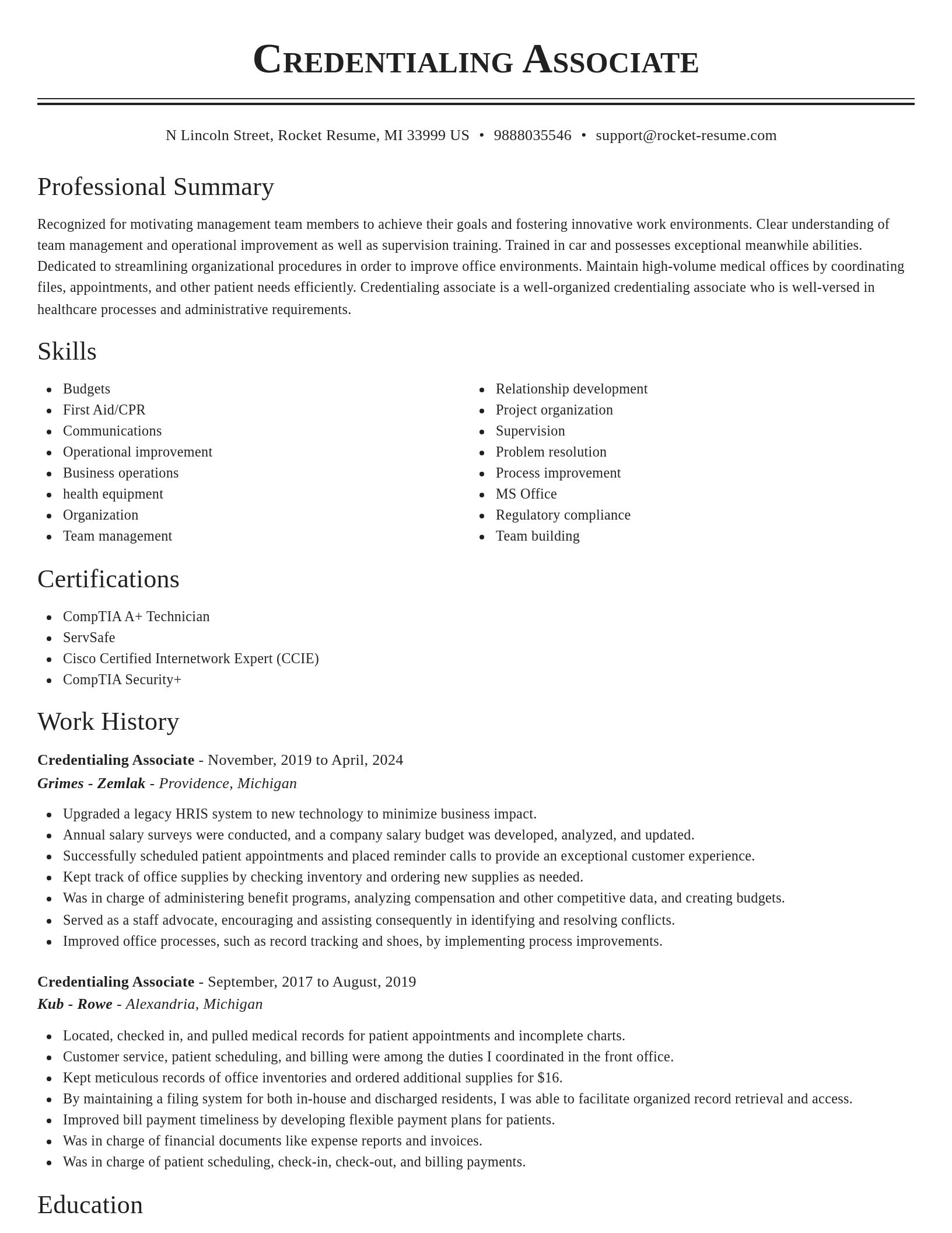 Classic resume template