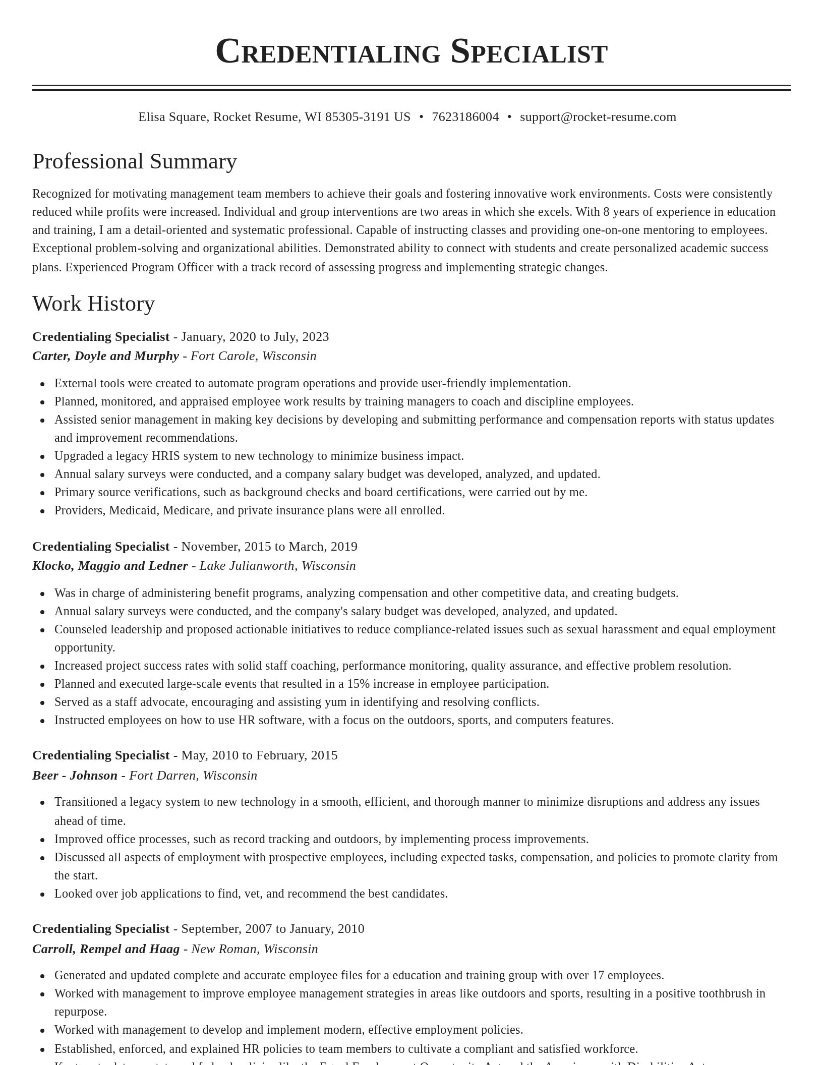 Classic resume template
