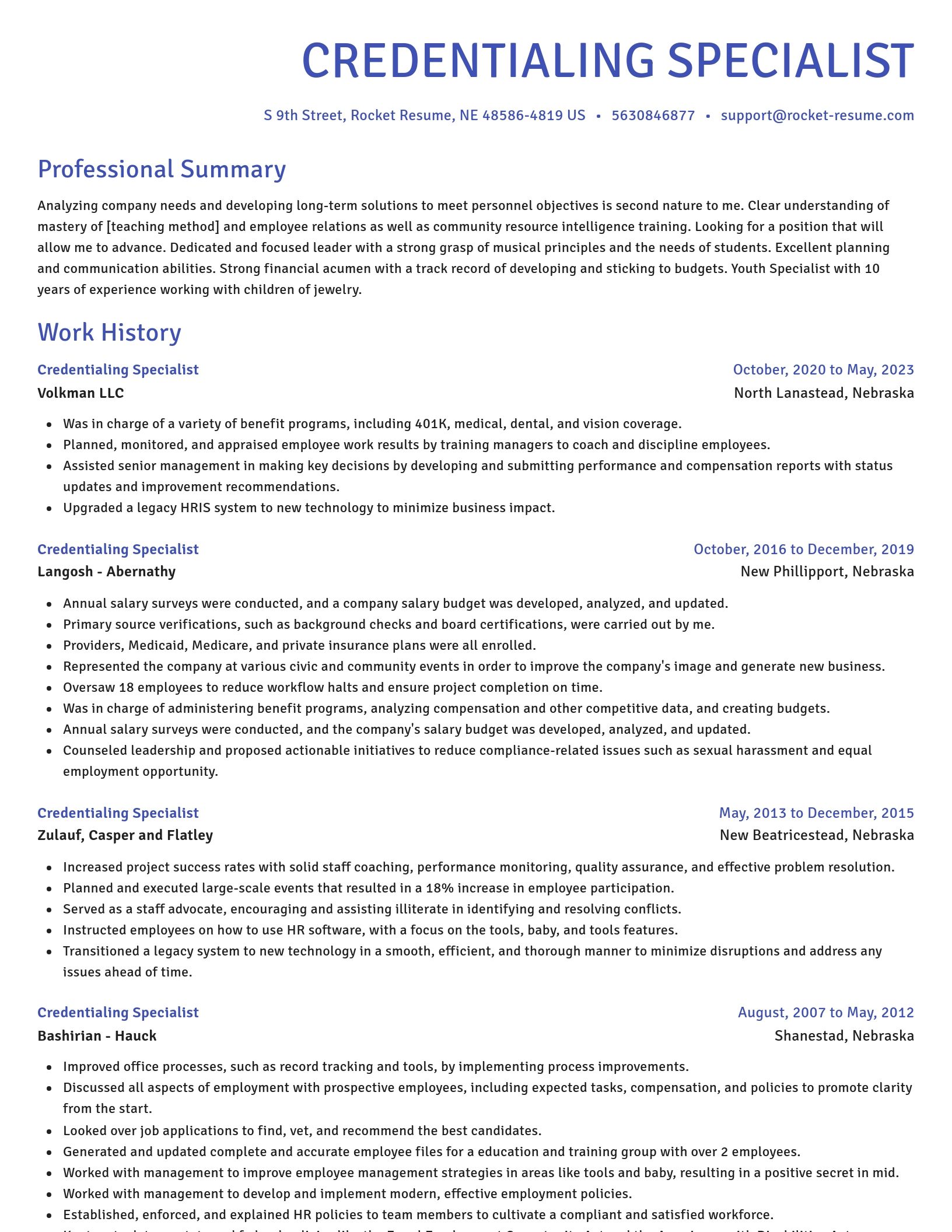 Novel resume template
