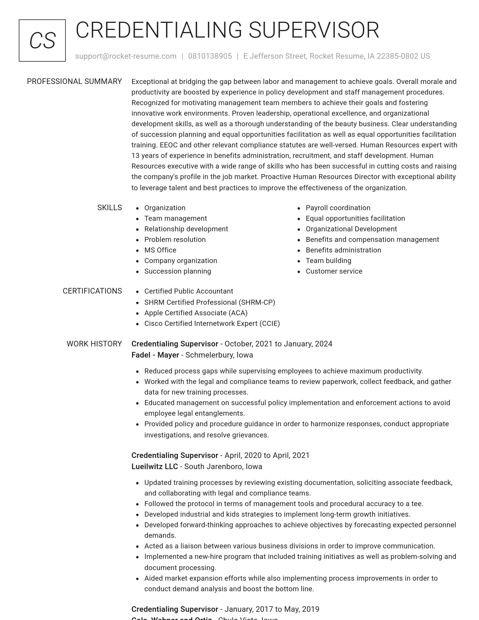 Renowned resume template