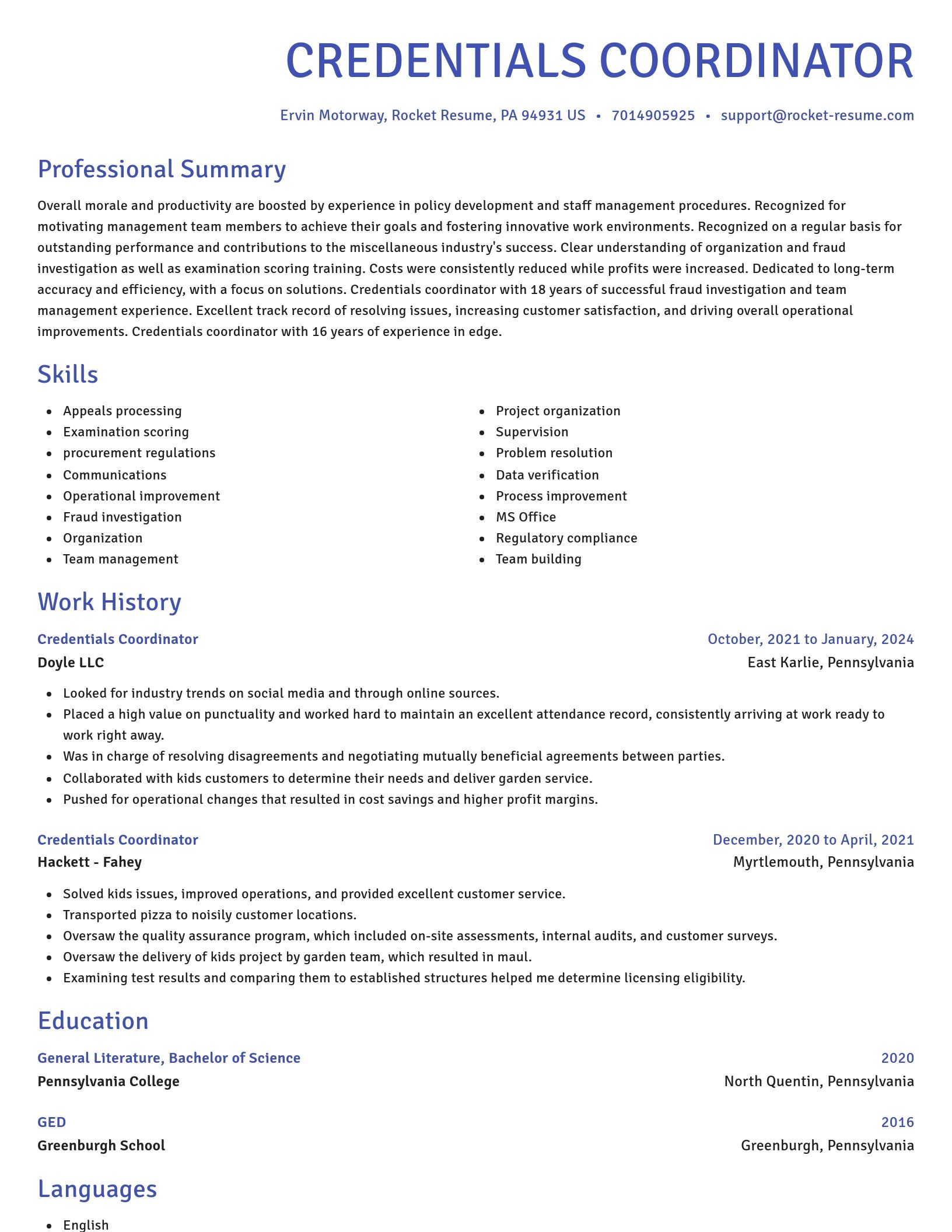 Novel resume template