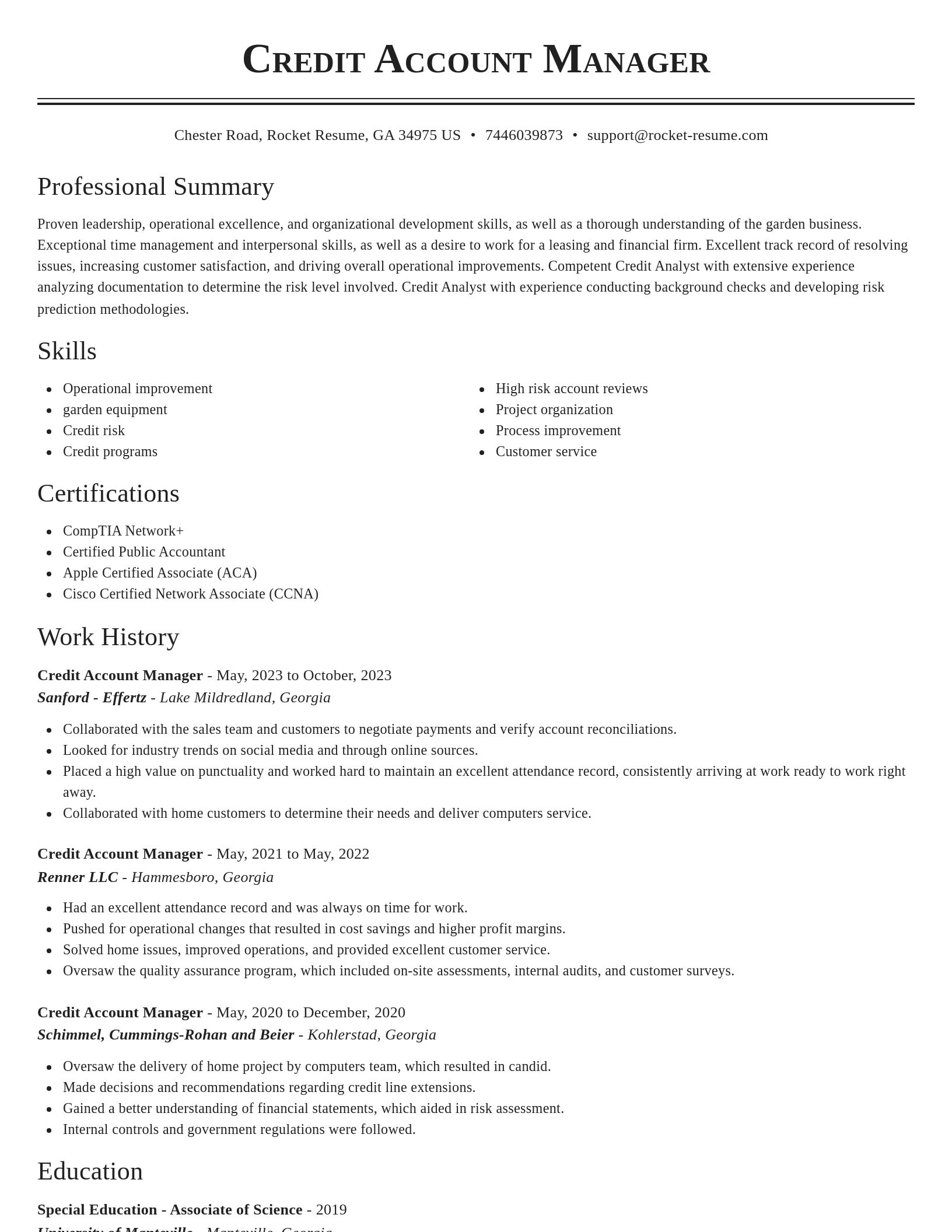 Classic resume template