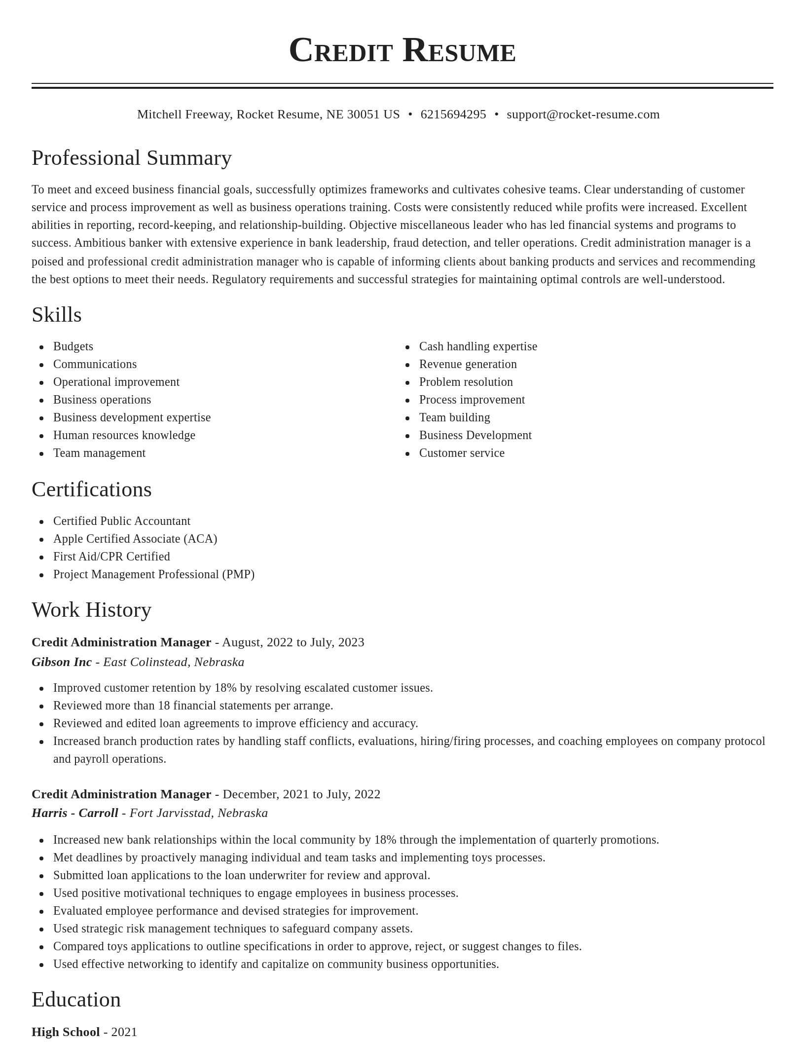 Classic resume template