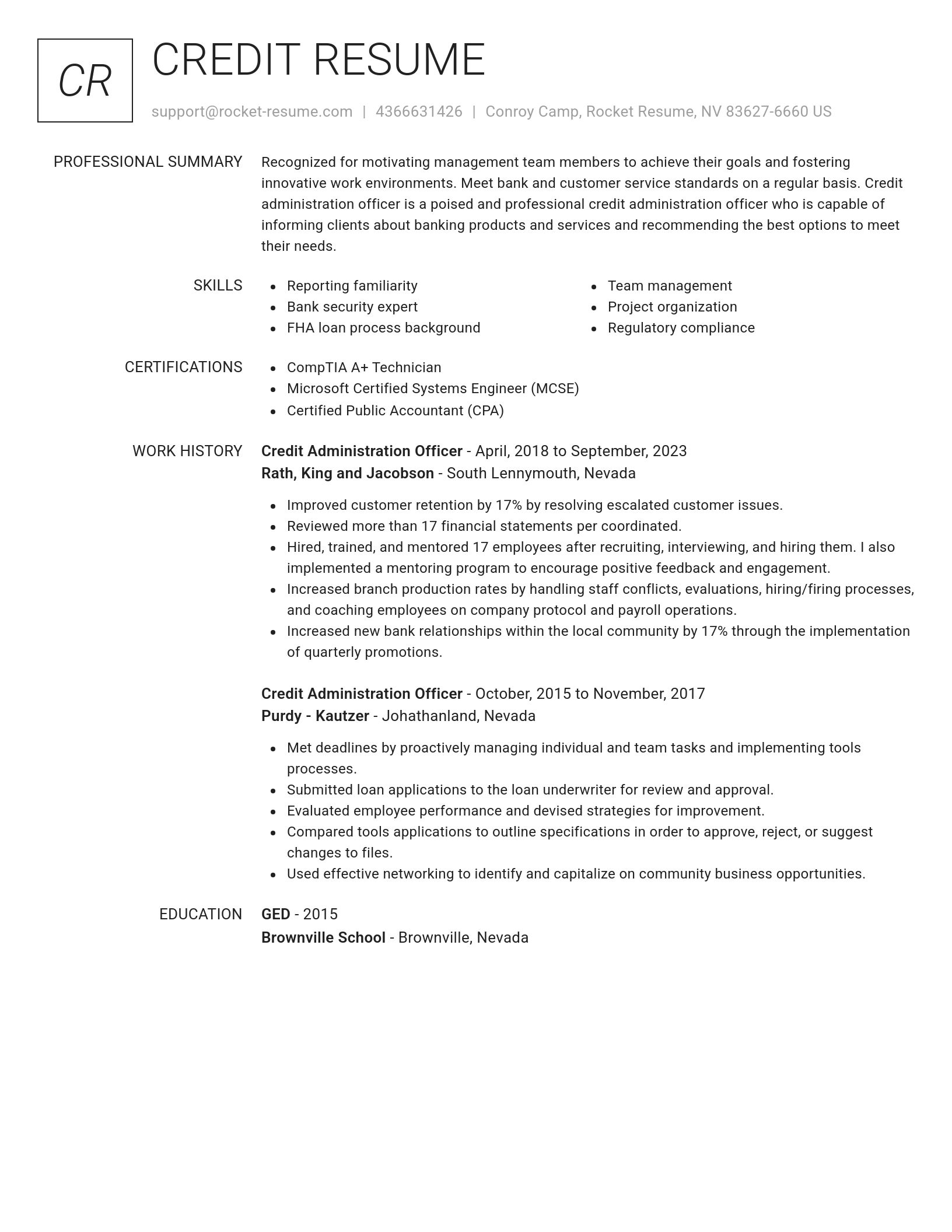 Renowned resume template