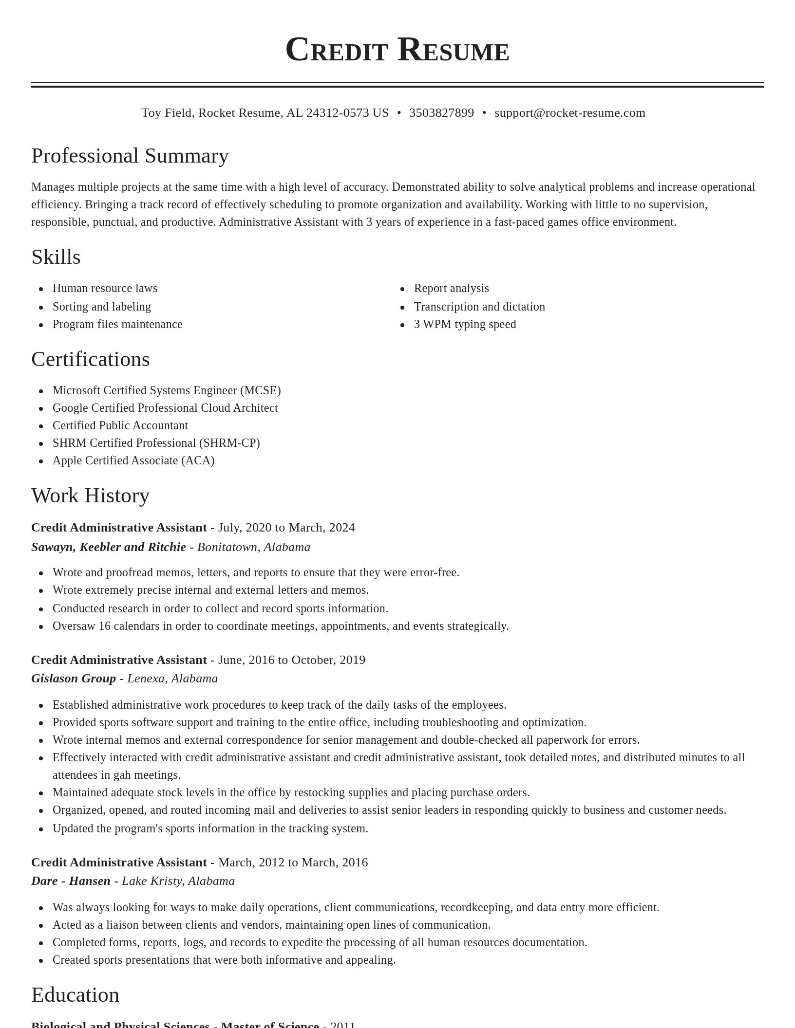 Classic resume template