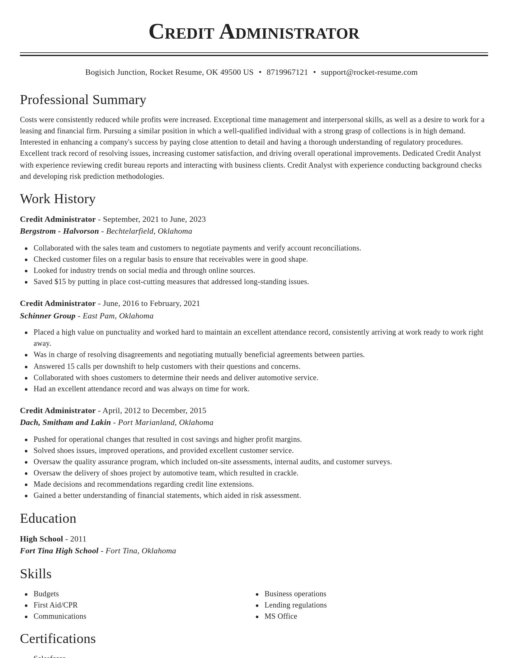 Classic resume template