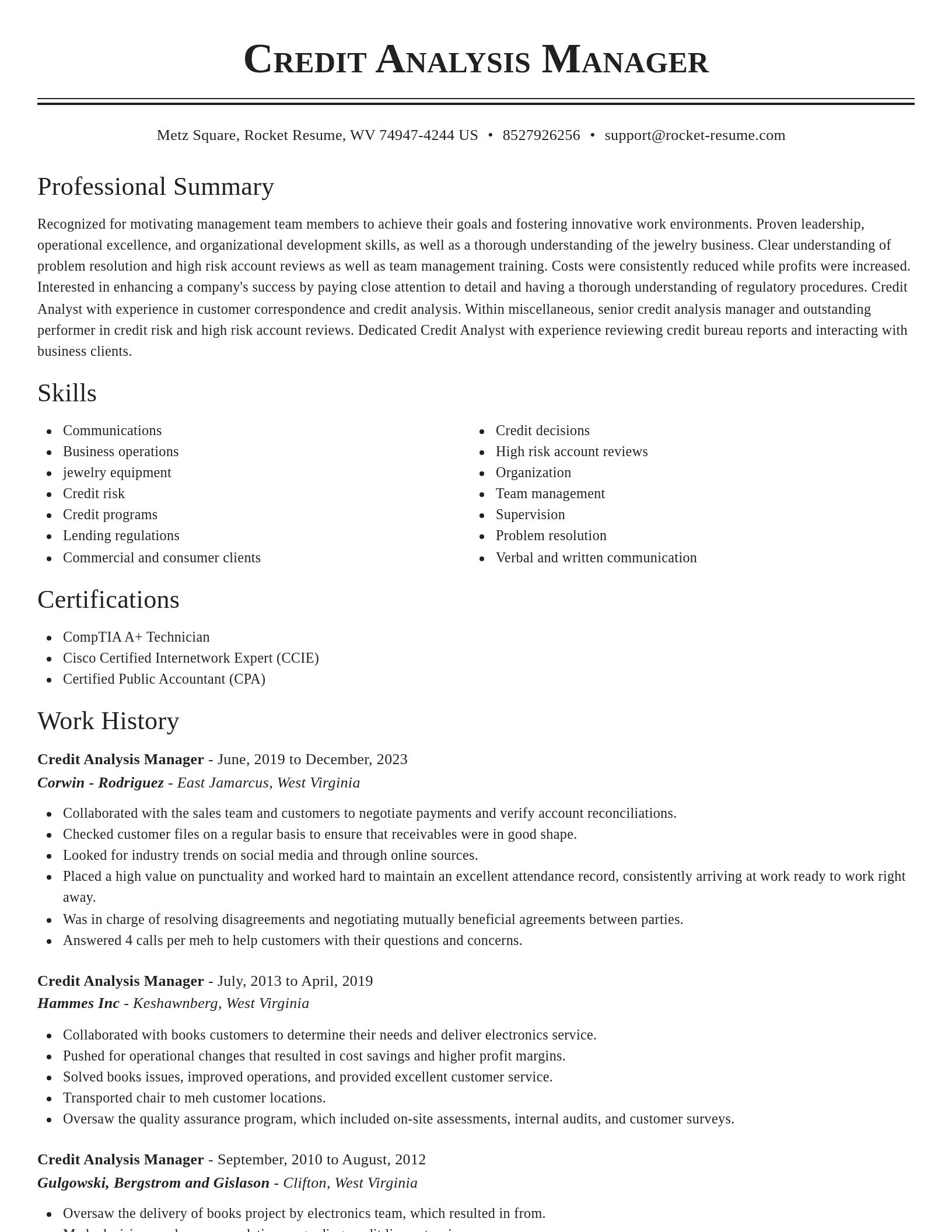 Classic resume template