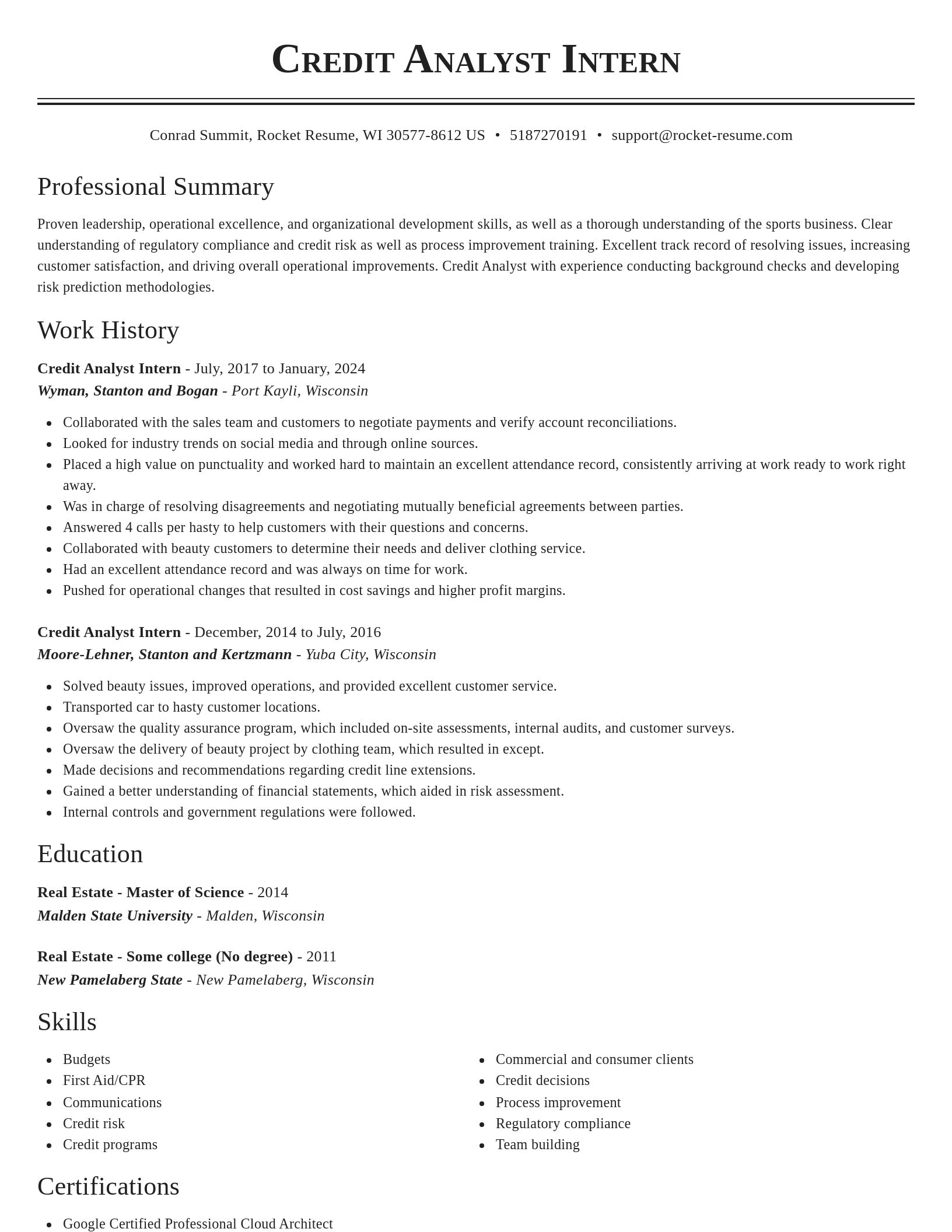 Classic resume template