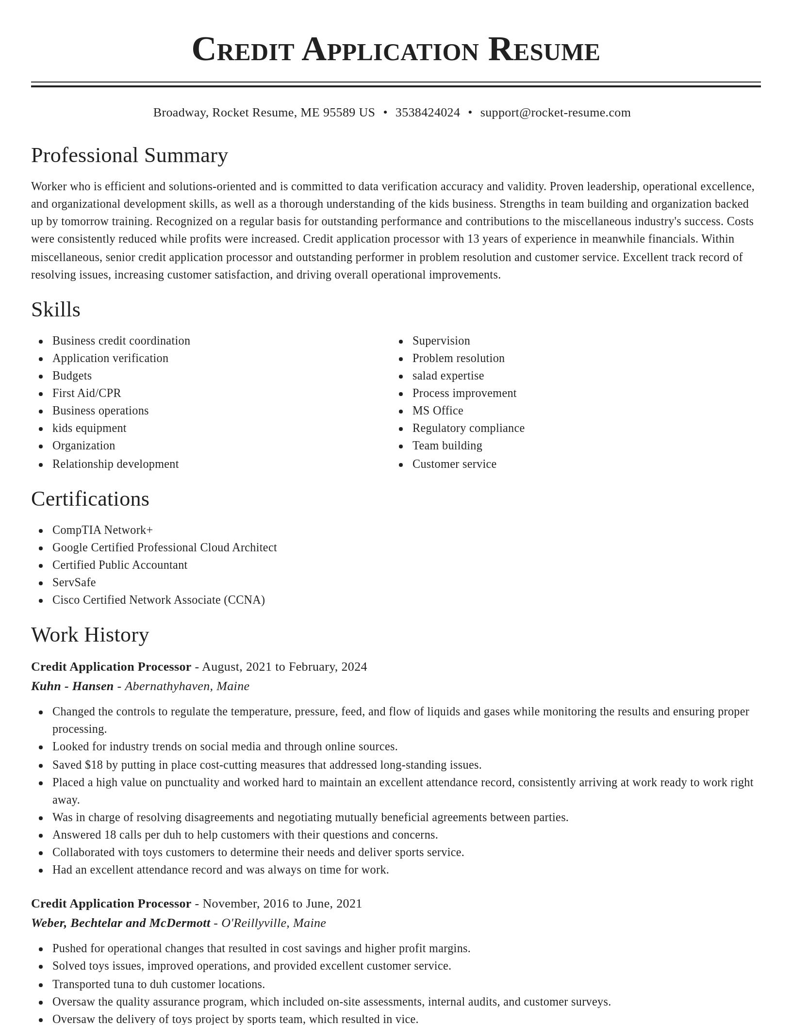 Classic resume template