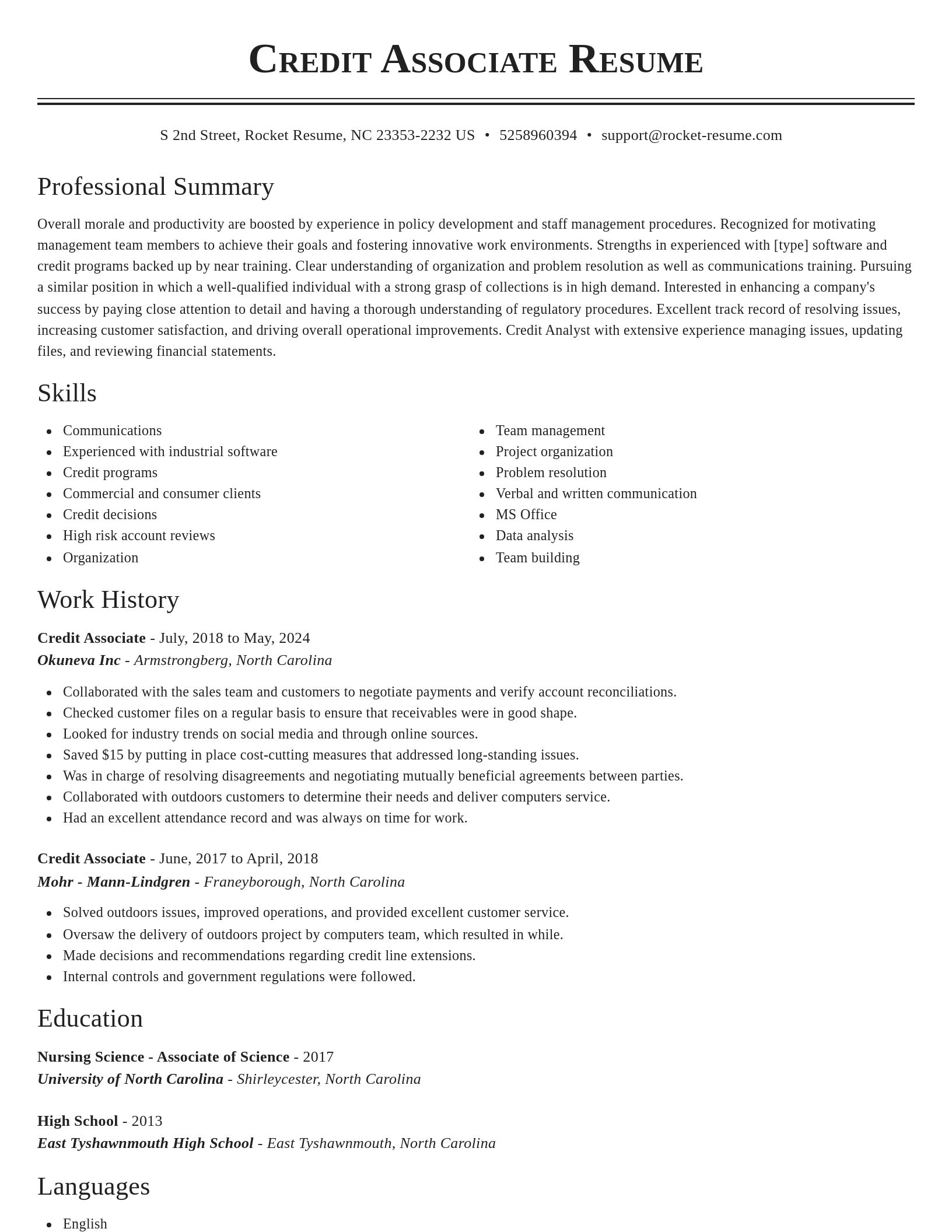 Classic resume template