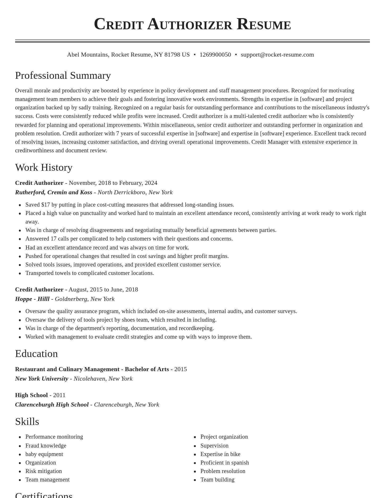 Classic resume template