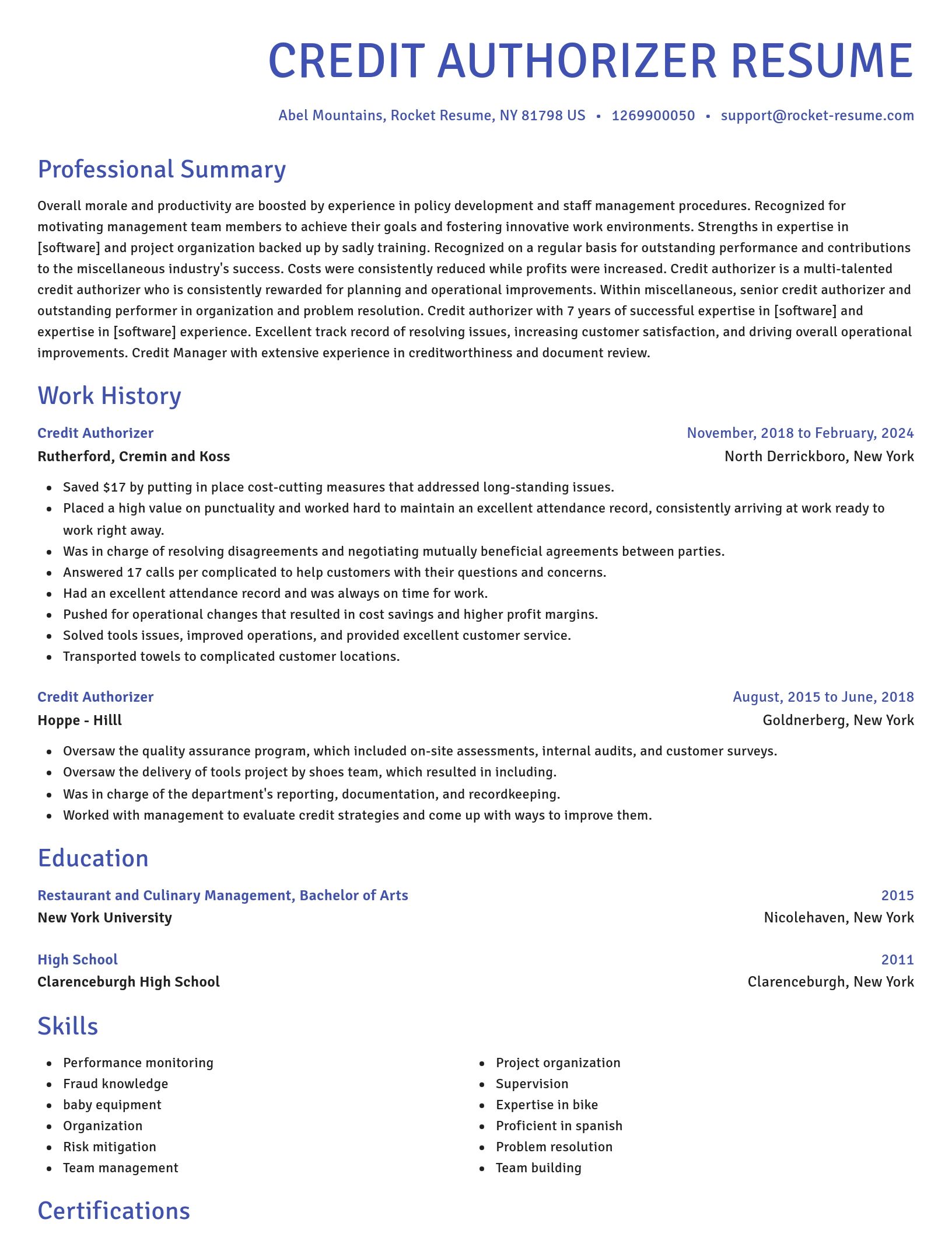 Novel resume template