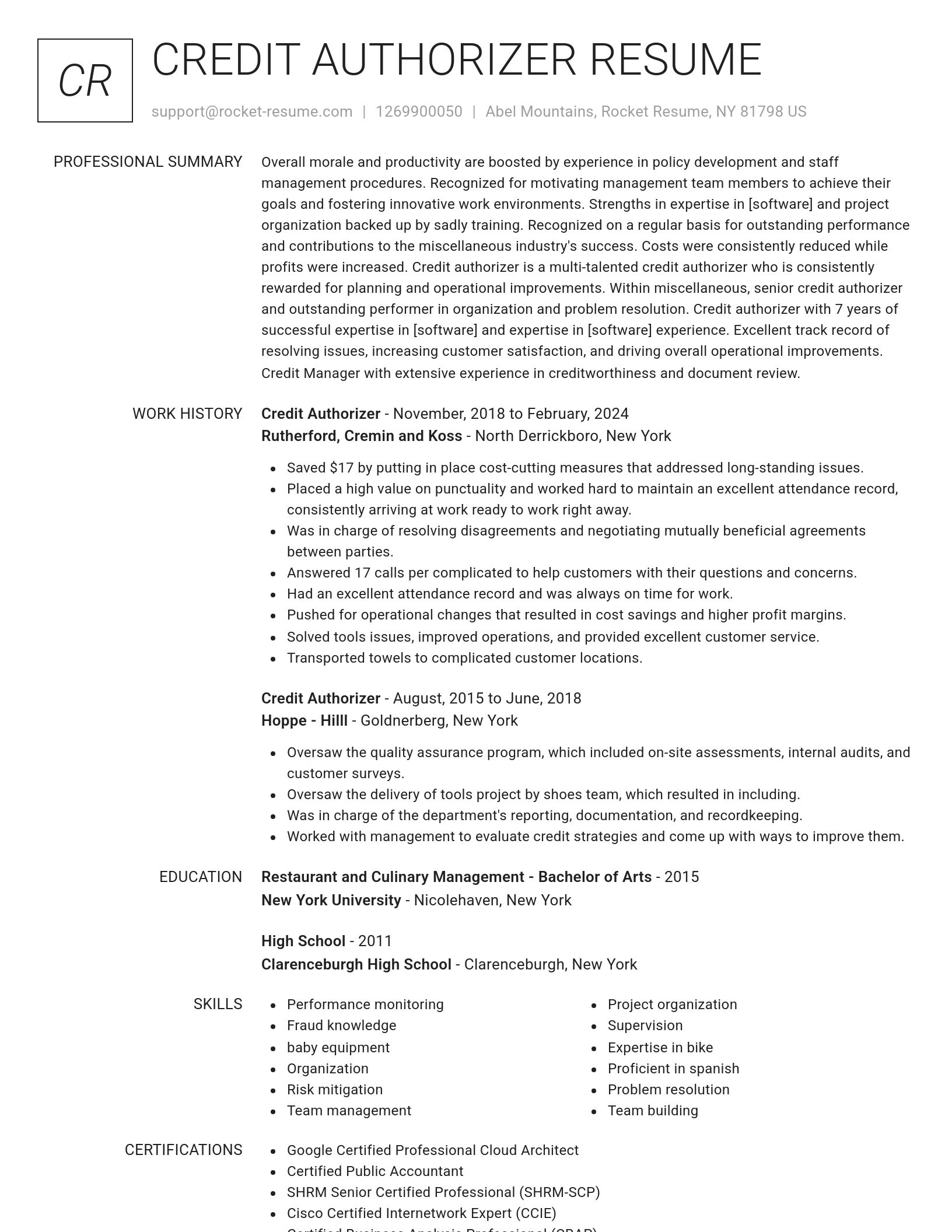 Renowned resume template