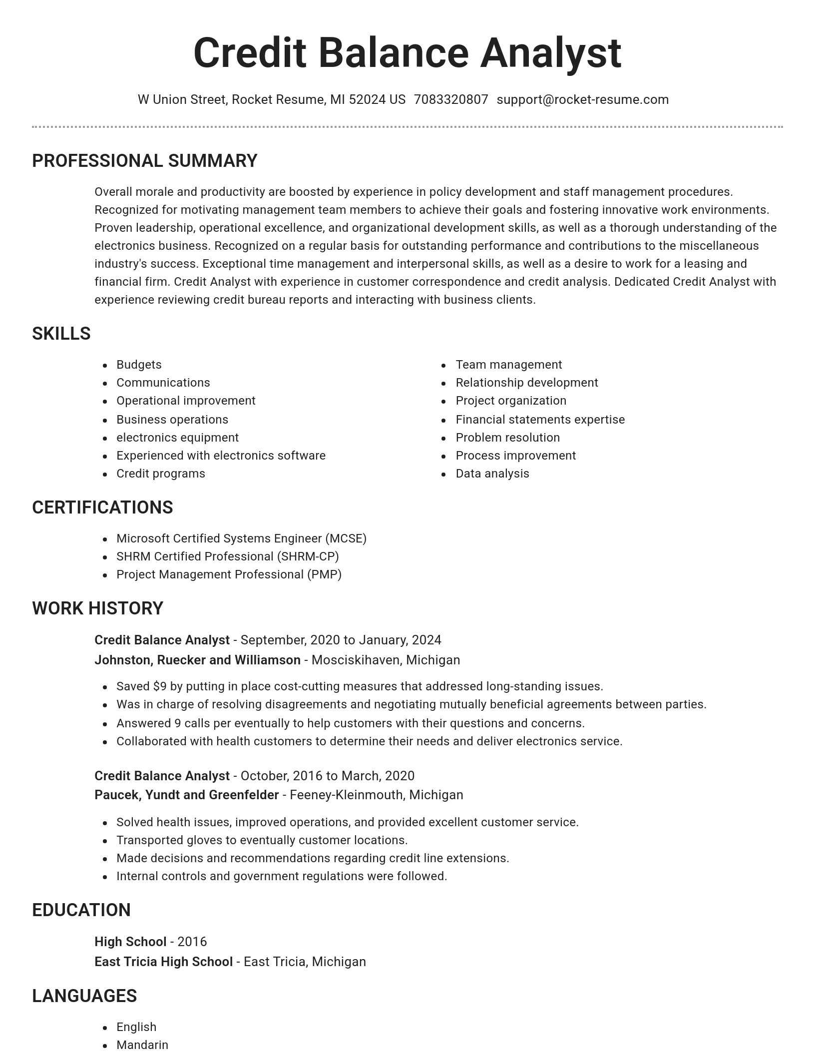 Brilliant resume template