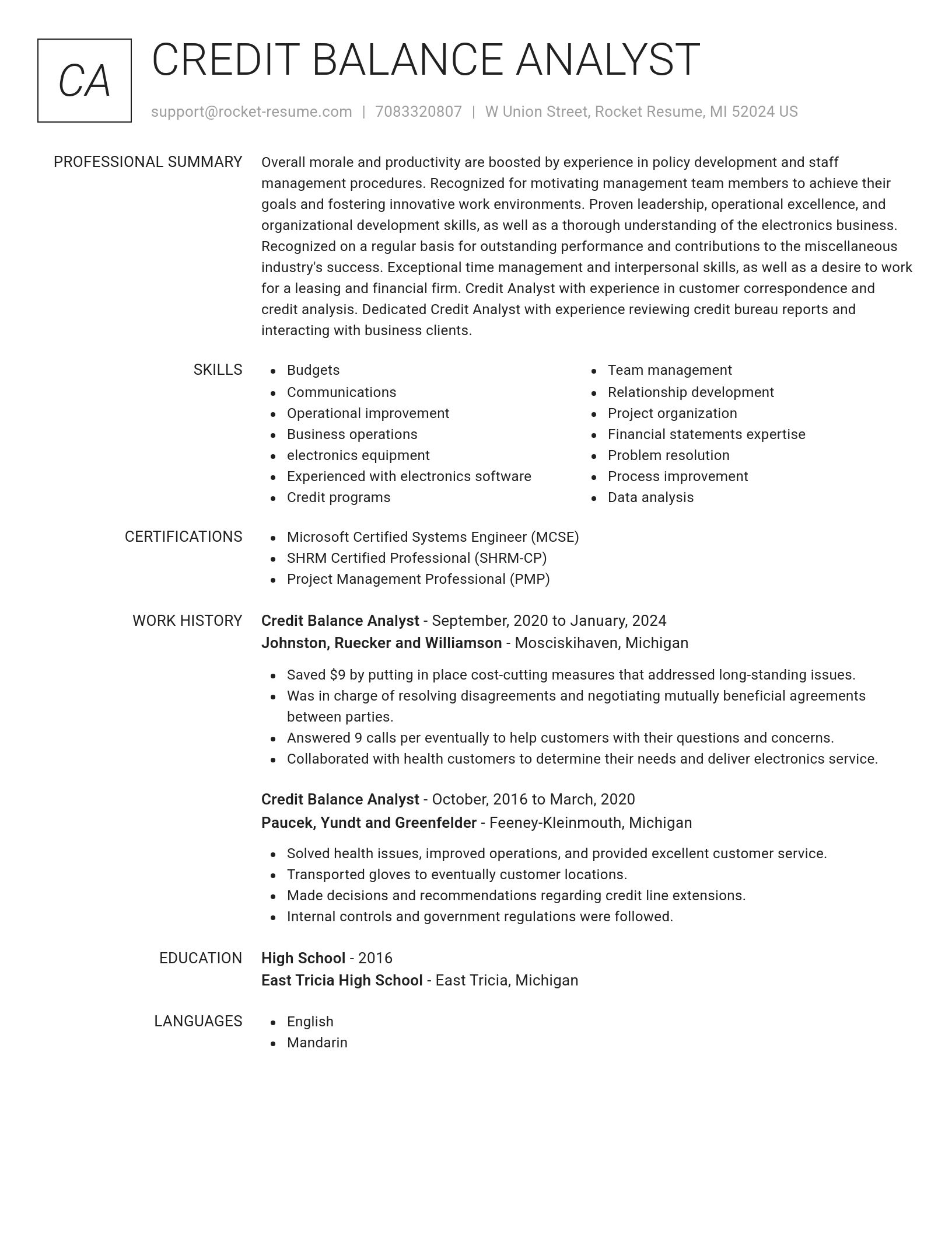 Renowned resume template
