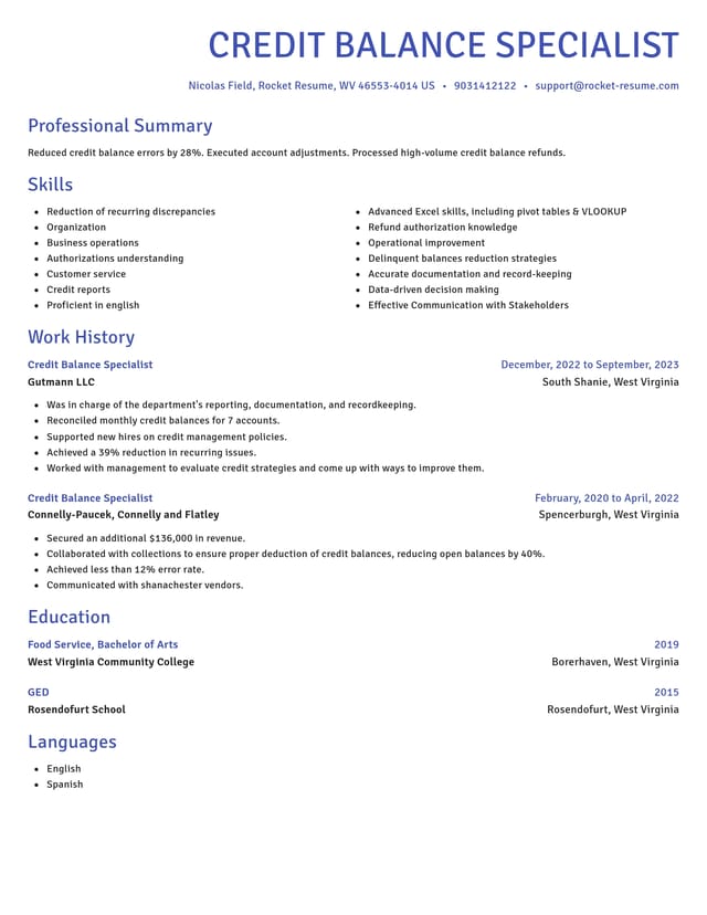 Novel resume template